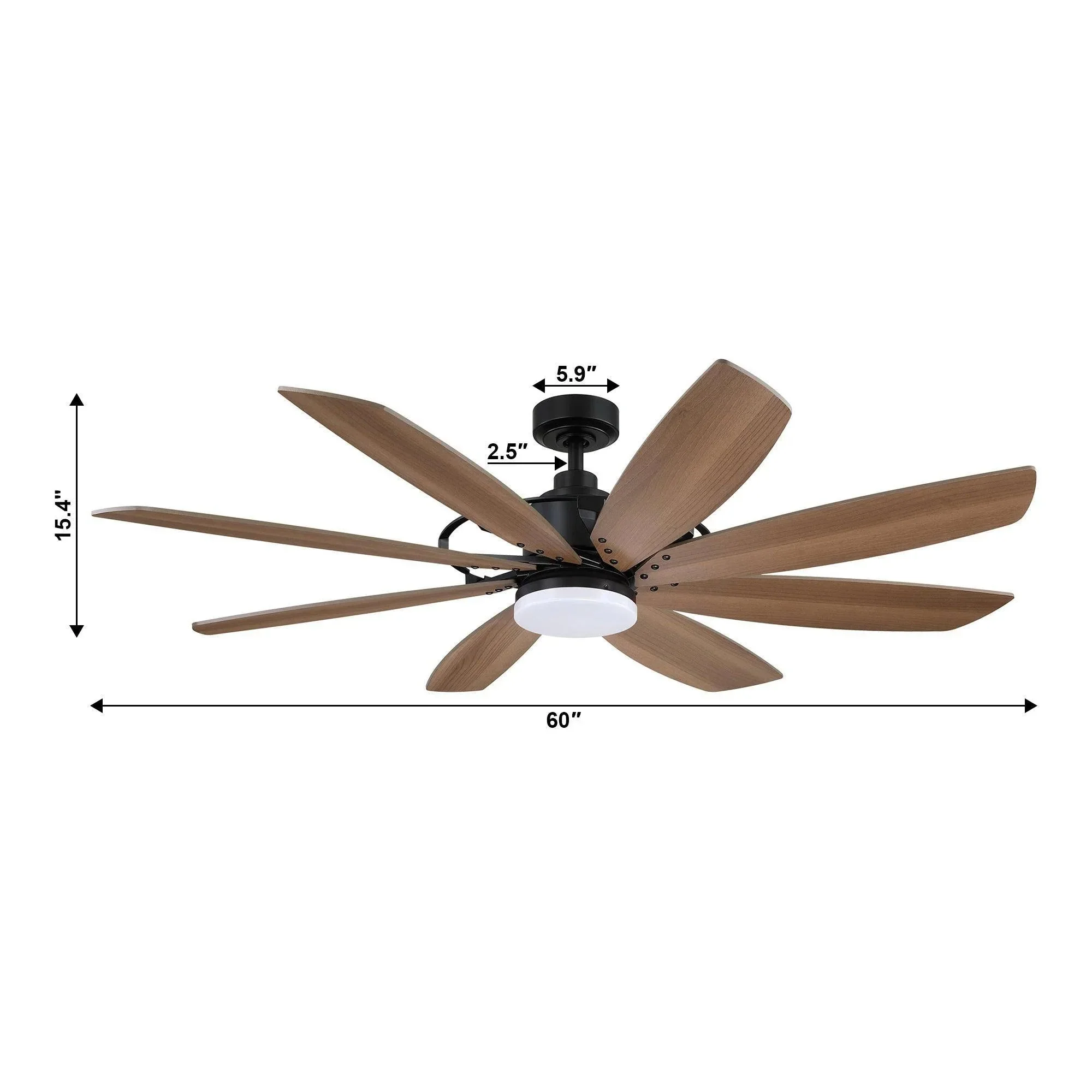 Parrot Uncle 60-Inch Antone Industrial DC Motor Downrod Mount Reversible Ceiling Fan with Lighting and Remote Control (F8249110V) - Image 9