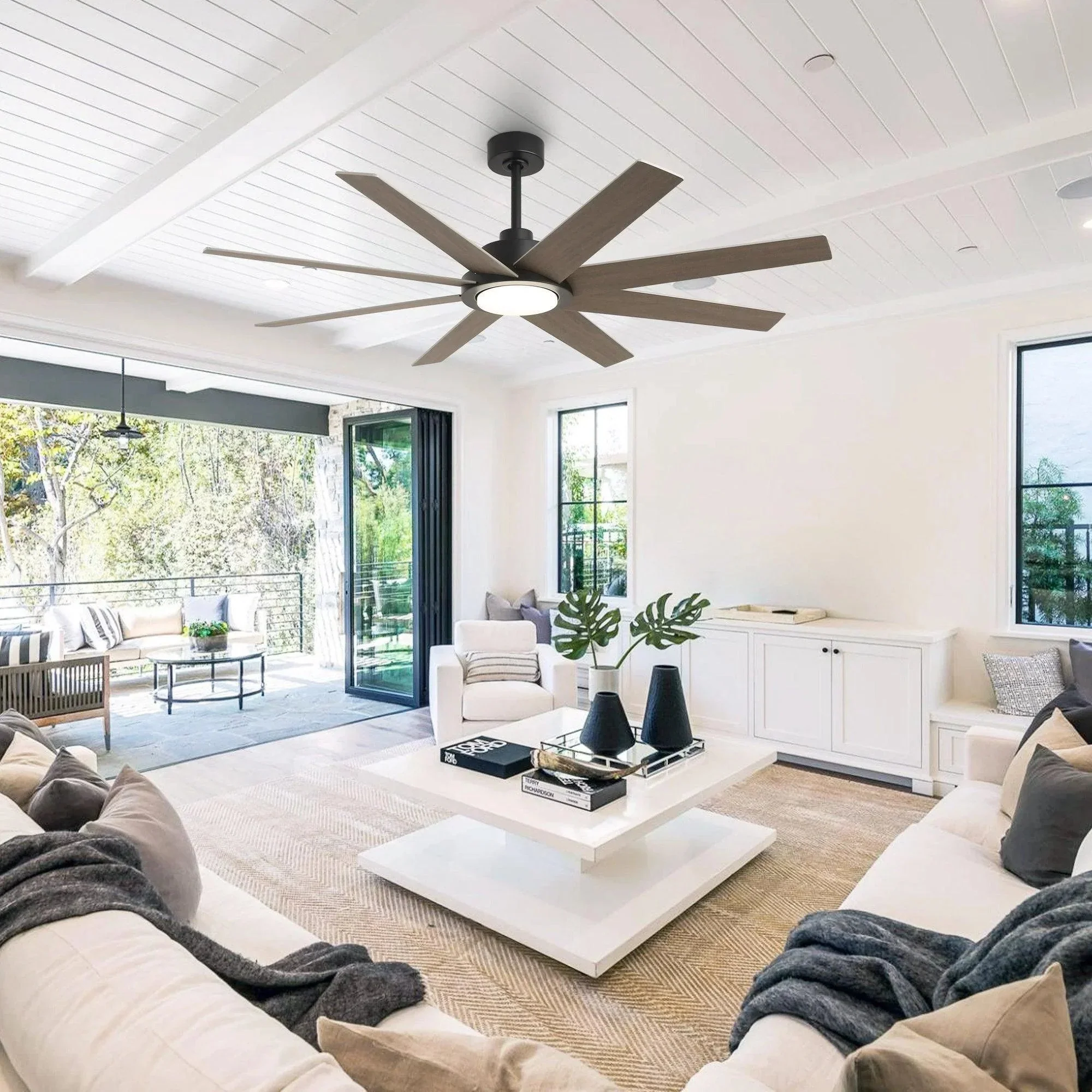Parrot Uncle 60-Inch DC Motor 8 Blades Modern Downrod Mount Ceiling Fan with LED Light and Remote Control (F6387110V) - Image 11