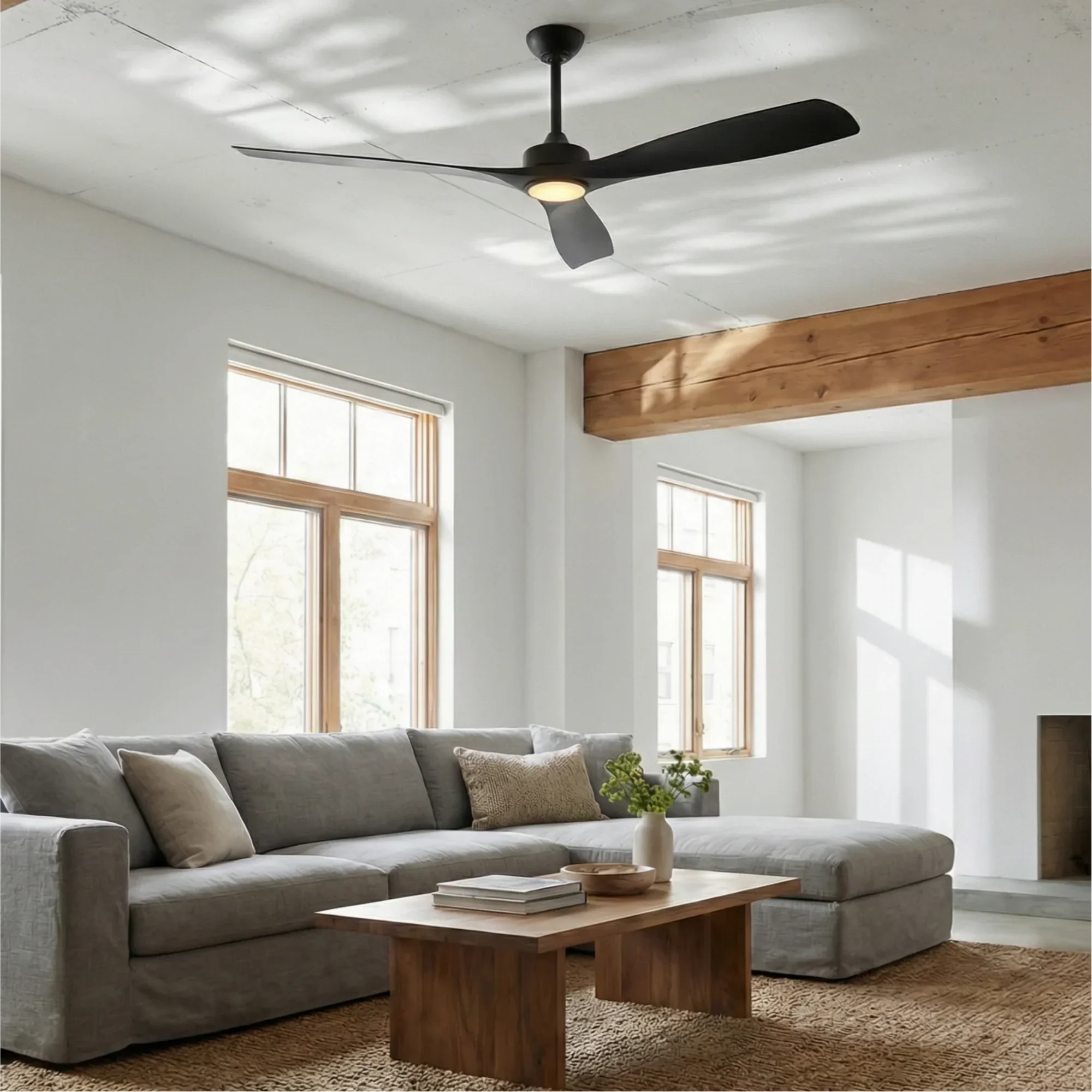 Parrot Uncle 60-Inch Alexi DC Motor Modern Downrod Ceiling Fan with LED Light - Image 4