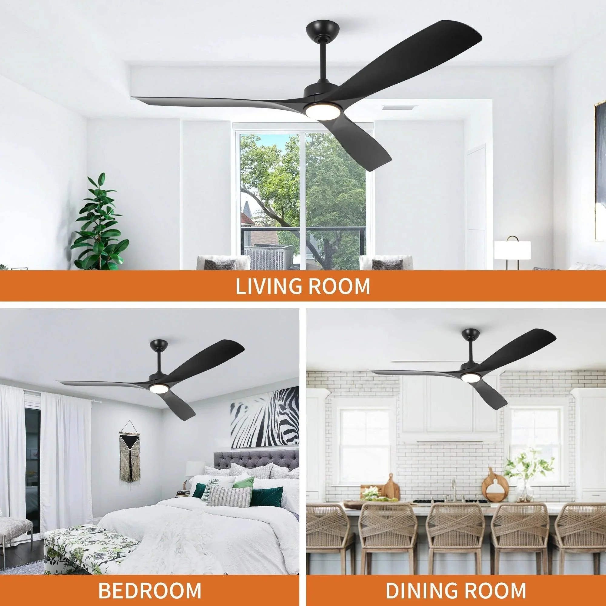 Parrot Uncle 60-Inch Alexi DC Motor Modern Downrod Ceiling Fan with LED Light - Image 6