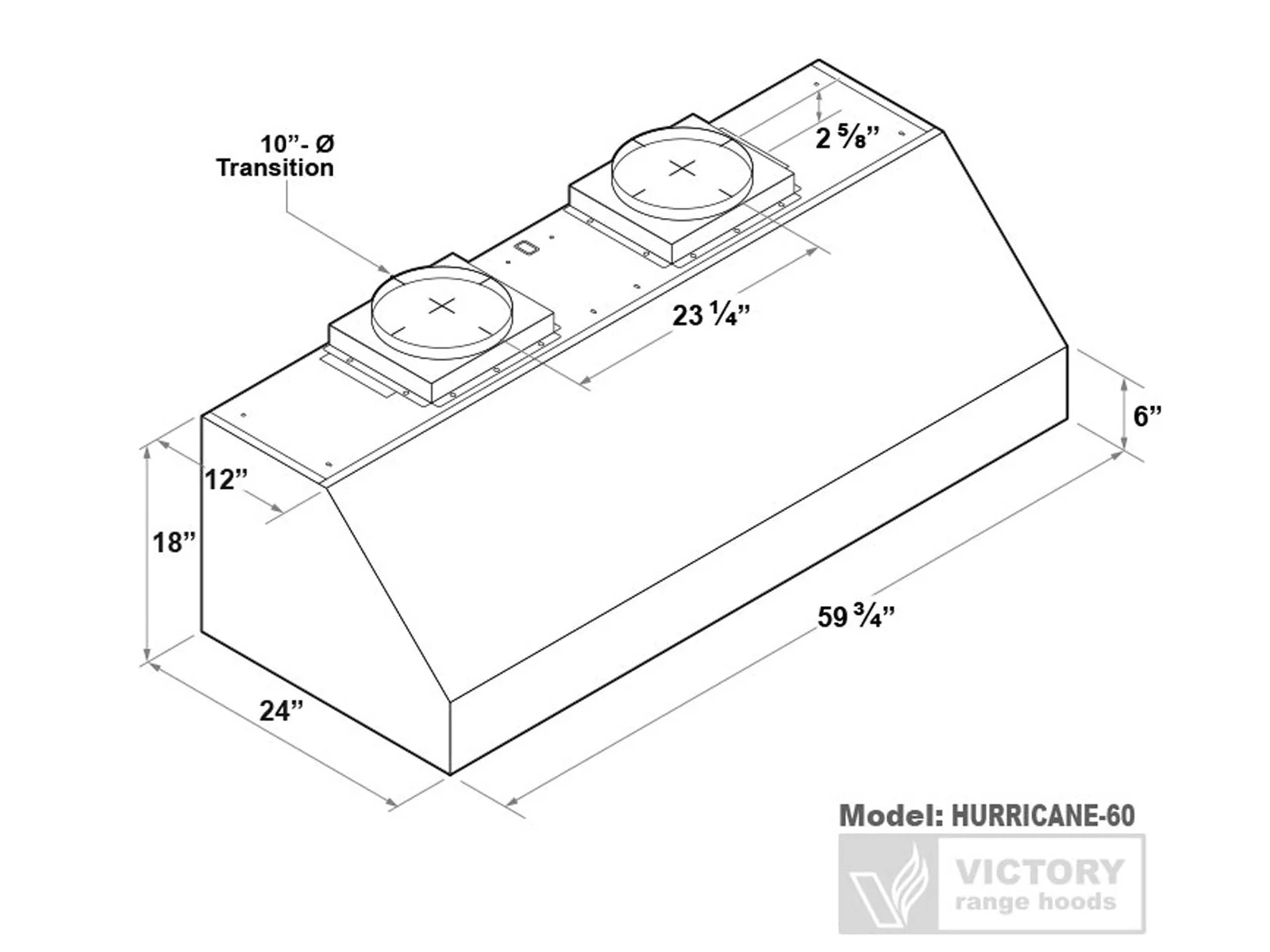 Victory Hurricane 60-Inch 2000 CFM Under Cabinet Range Hood in Stainless Steel (Hurricane-60) - Image 6