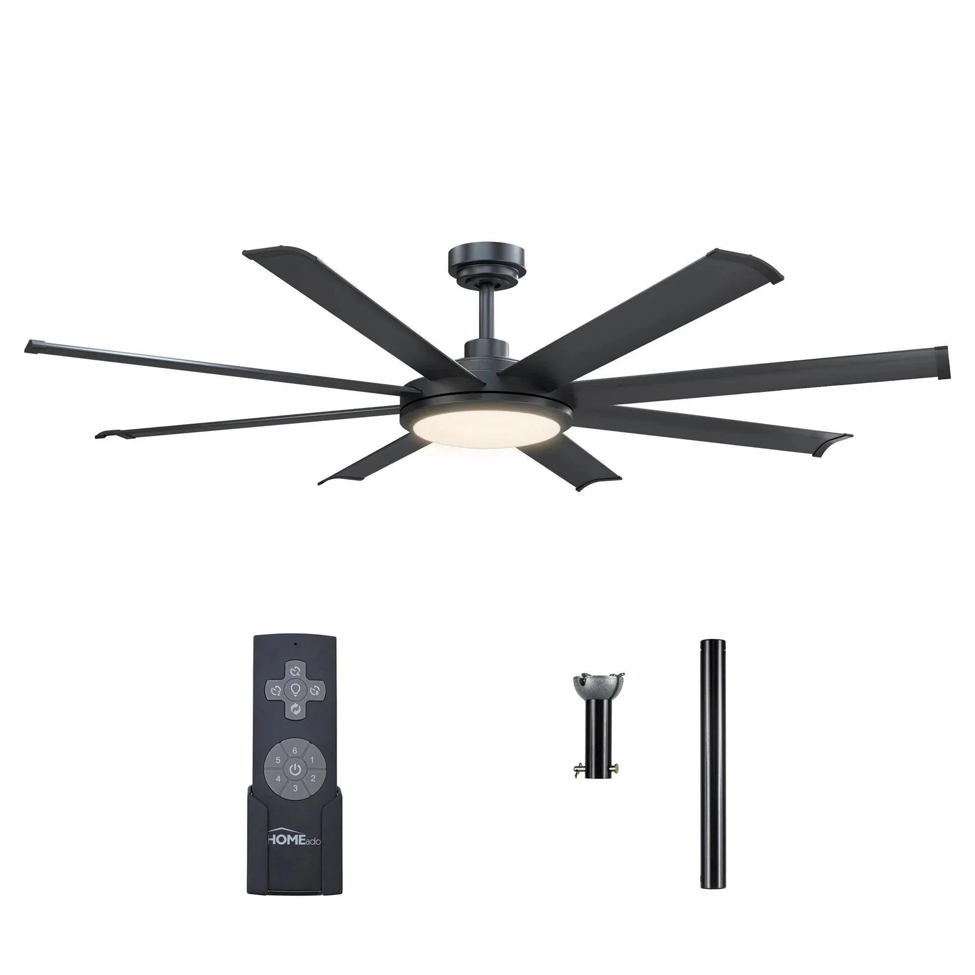 Parrot Uncle 60-Inch Industrial DC Motor Downrod Mount Ceiling Fan with Lighting and Remote Control (F6105110V) - Image 12