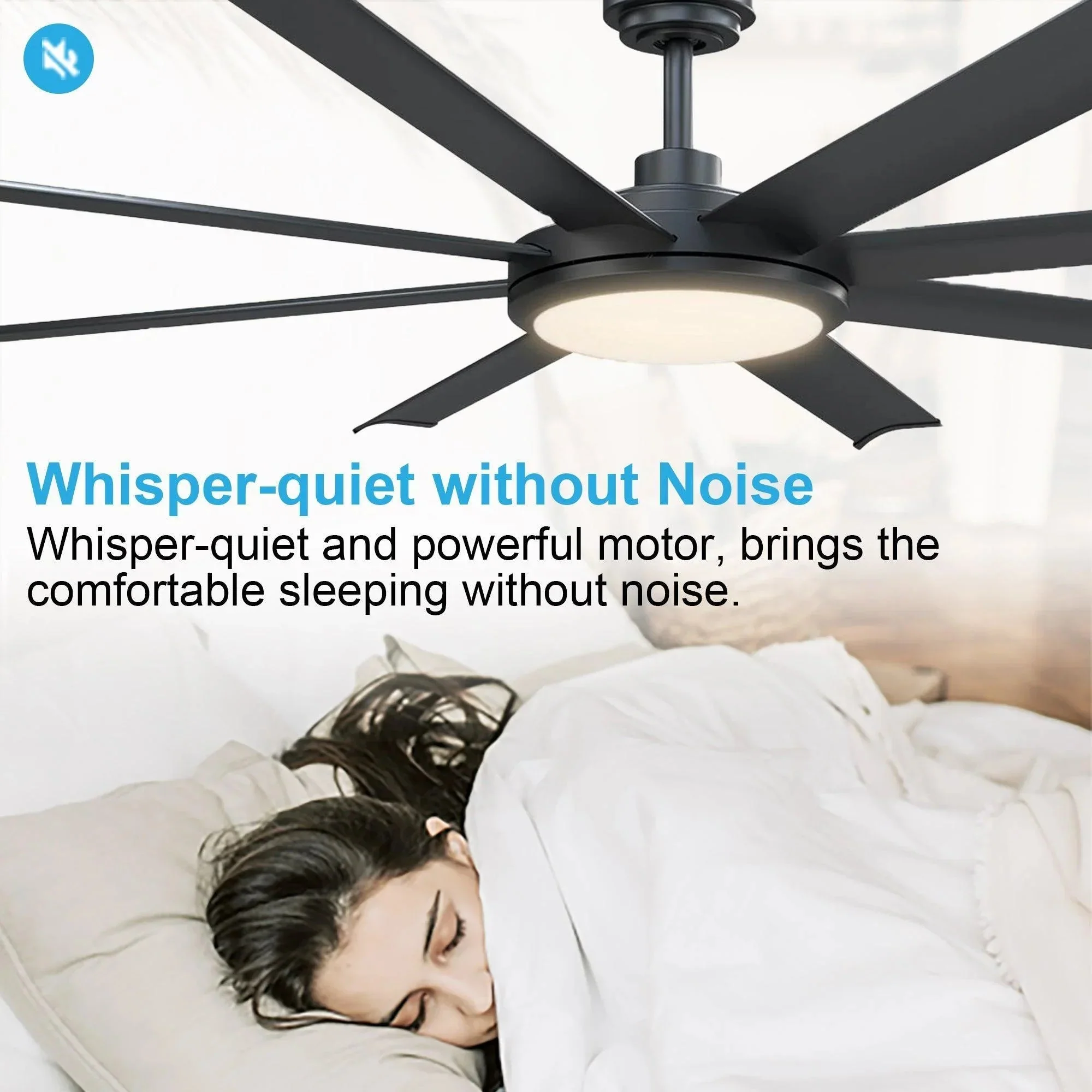 Parrot Uncle 60-Inch Industrial DC Motor Downrod Mount Ceiling Fan with Lighting and Remote Control (F6105110V) - Image 7