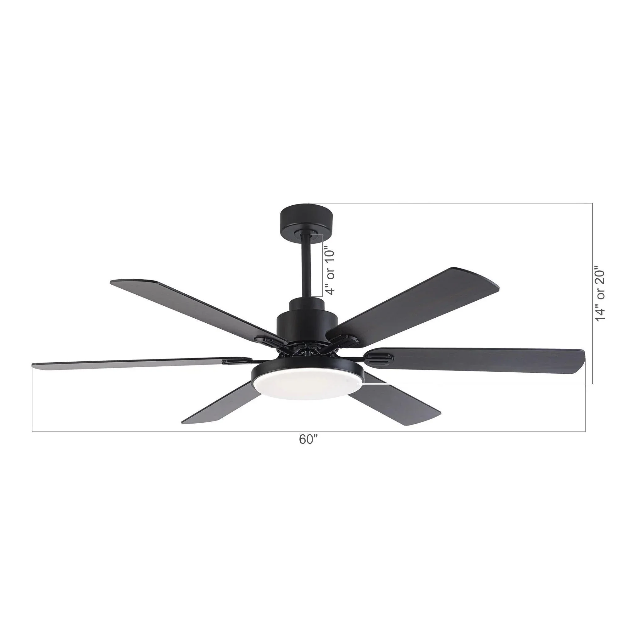 Parrot Uncle 60-Inch Industrial DC Motor Downrod Mount Reversible Ceiling Fan with Lighting and Remote Control (F8252110V) - Image 26