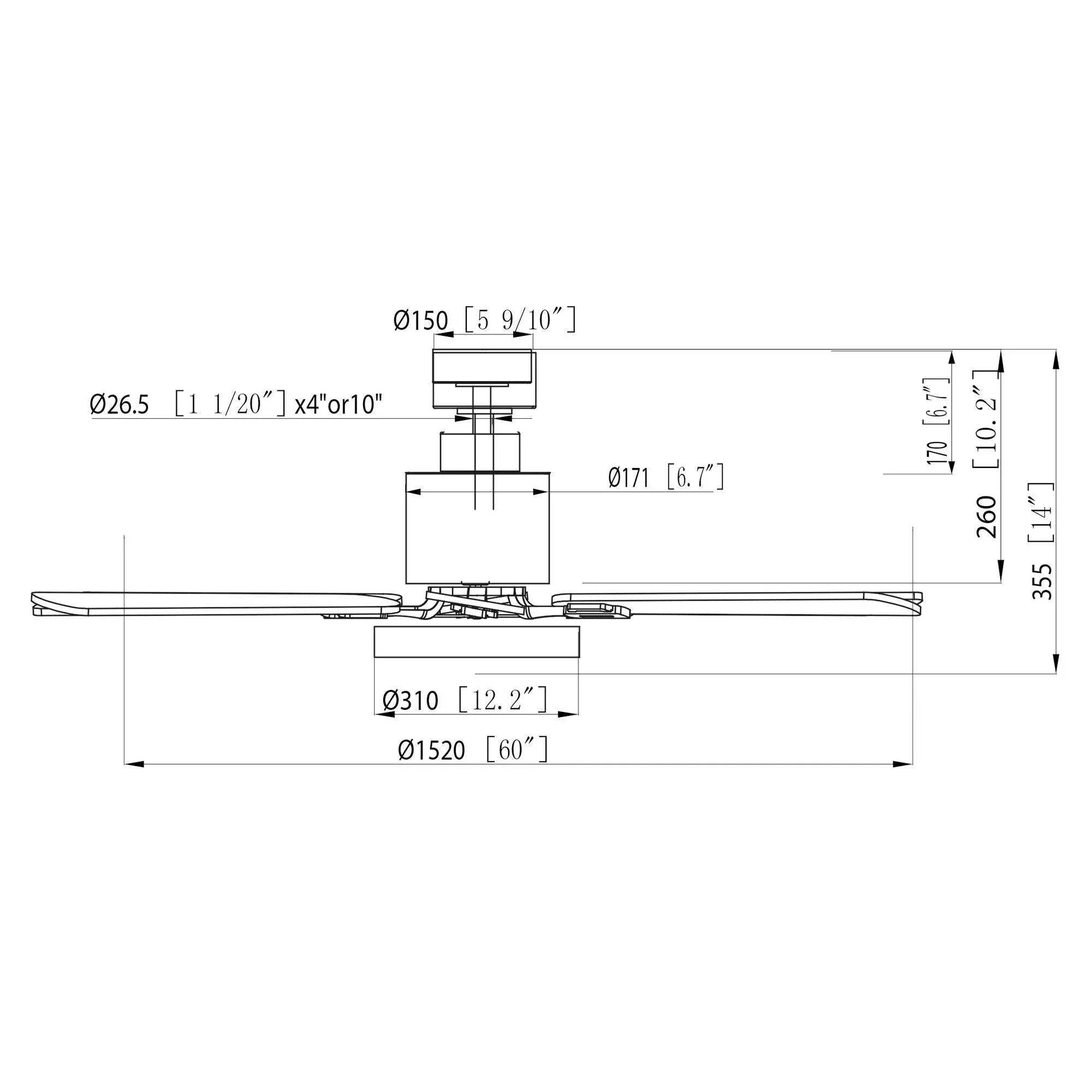 Parrot Uncle 60-Inch Industrial DC Motor Downrod Mount Reversible Ceiling Fan with Lighting and Remote Control (F8252110V) - Image 27