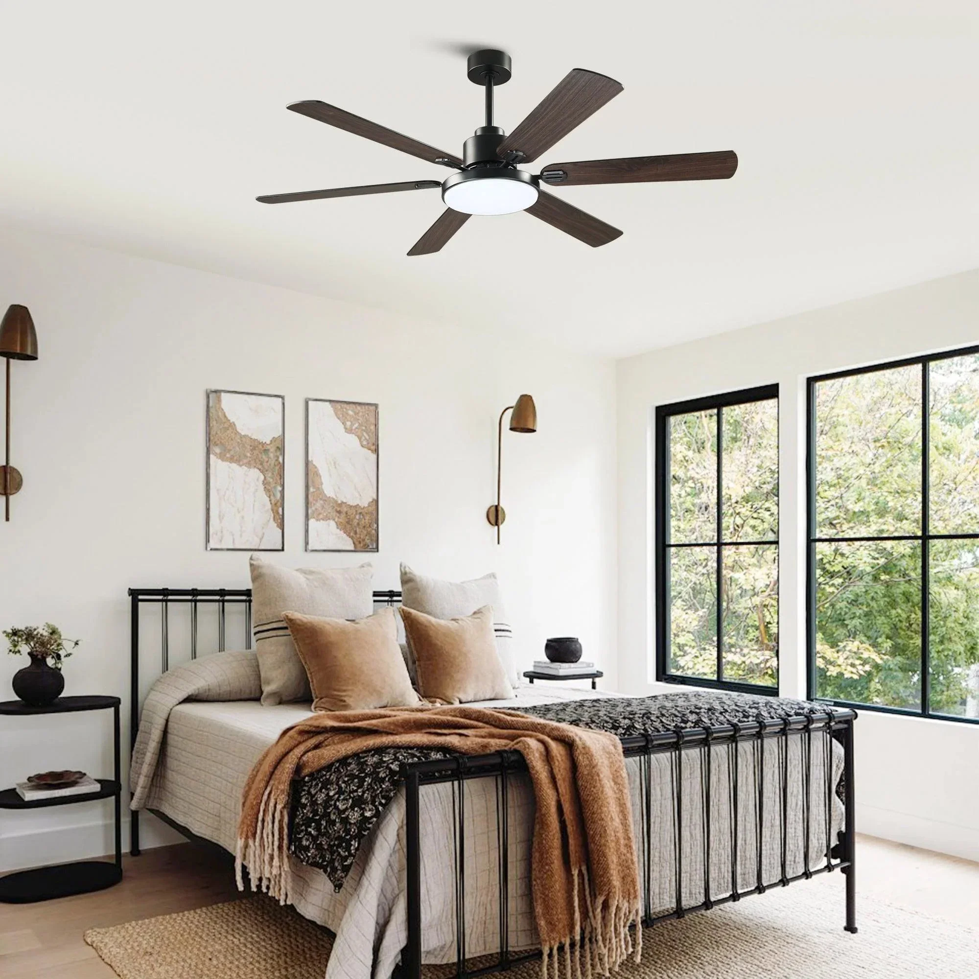 Parrot Uncle 60-Inch Industrial DC Motor Downrod Mount Reversible Ceiling Fan with Lighting and Remote Control (F8252110V) - Image 4