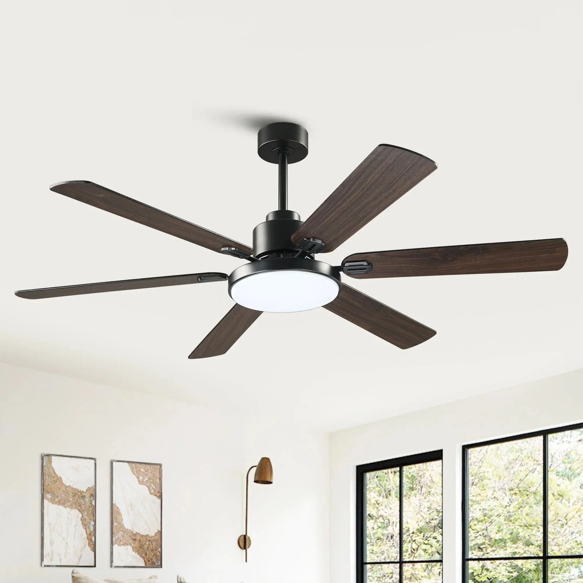Parrot Uncle 60-Inch Industrial DC Motor Downrod Mount Reversible Ceiling Fan with Lighting and Remote Control (F8252110V) - Image 6