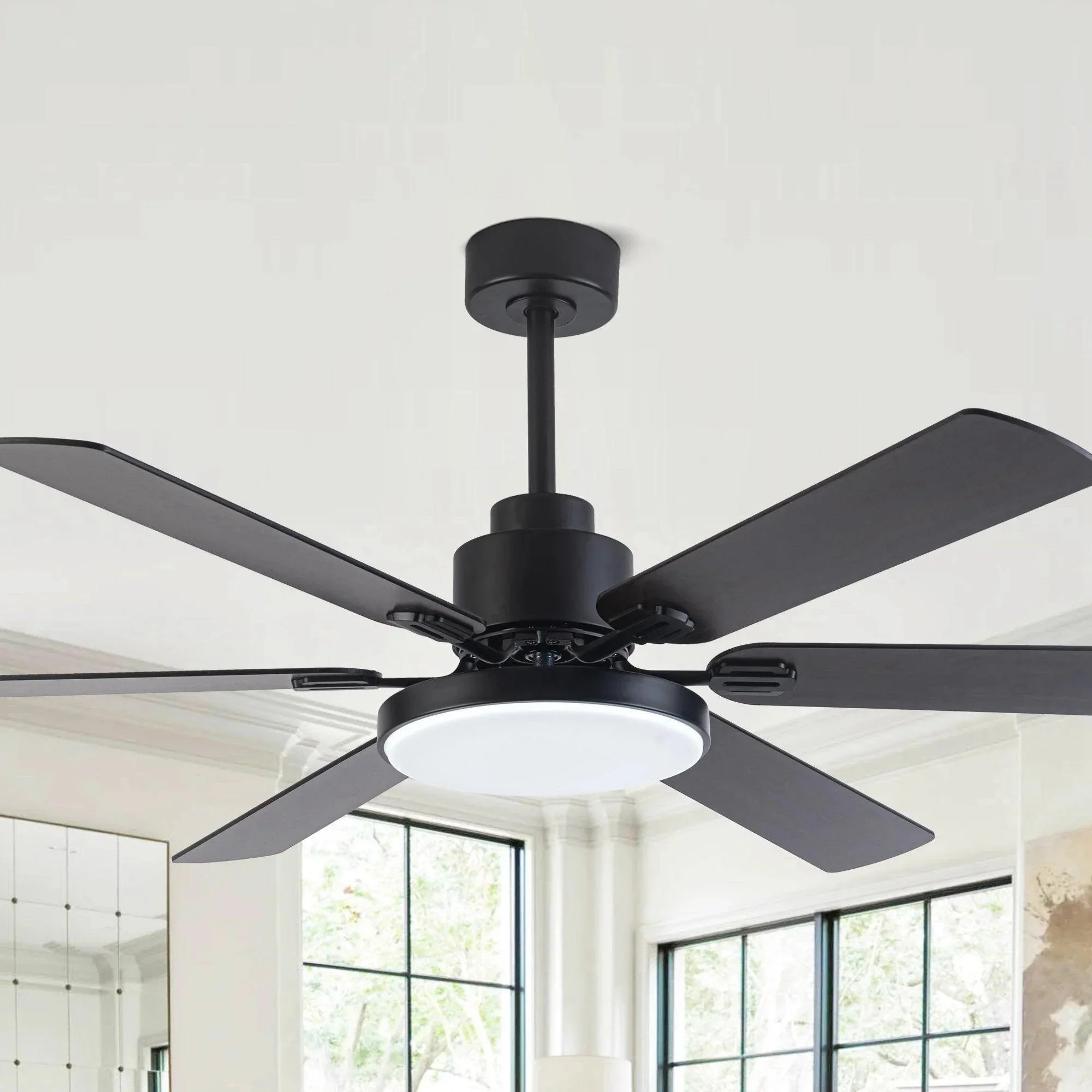 Parrot Uncle 60-Inch Industrial DC Motor Downrod Mount Reversible Ceiling Fan with Lighting and Remote Control (F8252110V) - Image 9