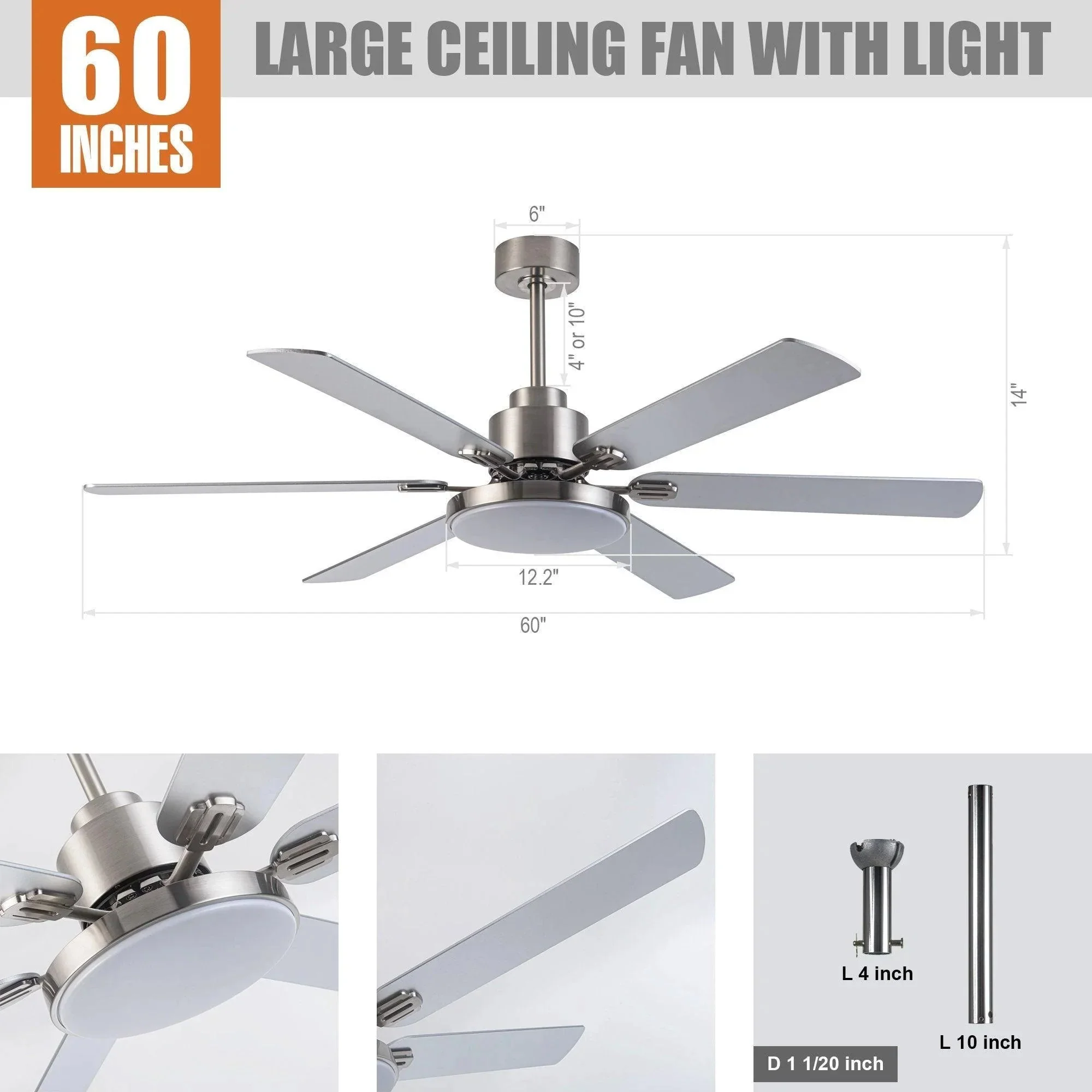 Parrot Uncle 60-Inch Lucknow Modern Ceiling Fan with Lighting and Remote Control (F8253110V) - Image 10