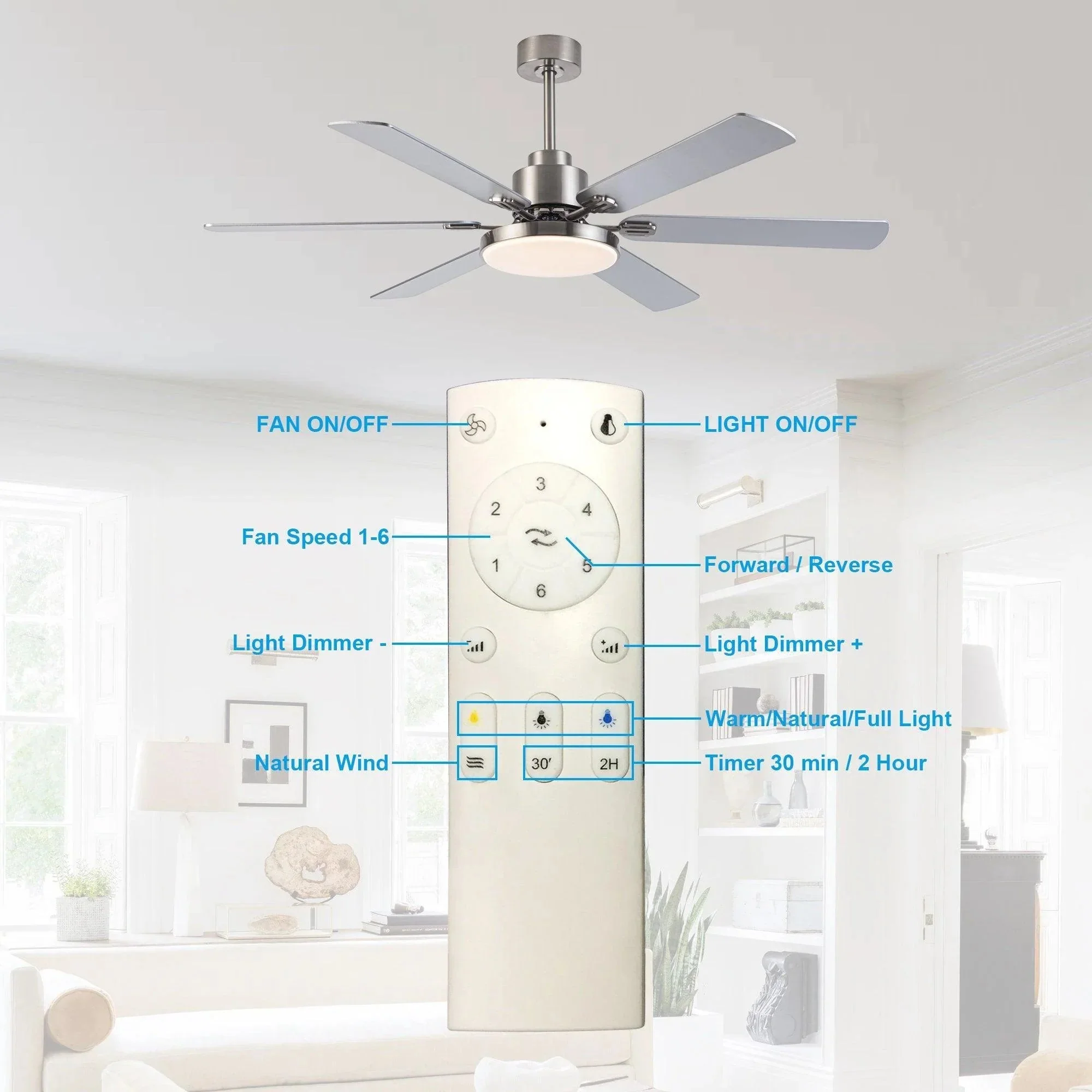 Parrot Uncle 60-Inch Lucknow Modern Ceiling Fan with Lighting and Remote Control (F8253110V) - Image 9