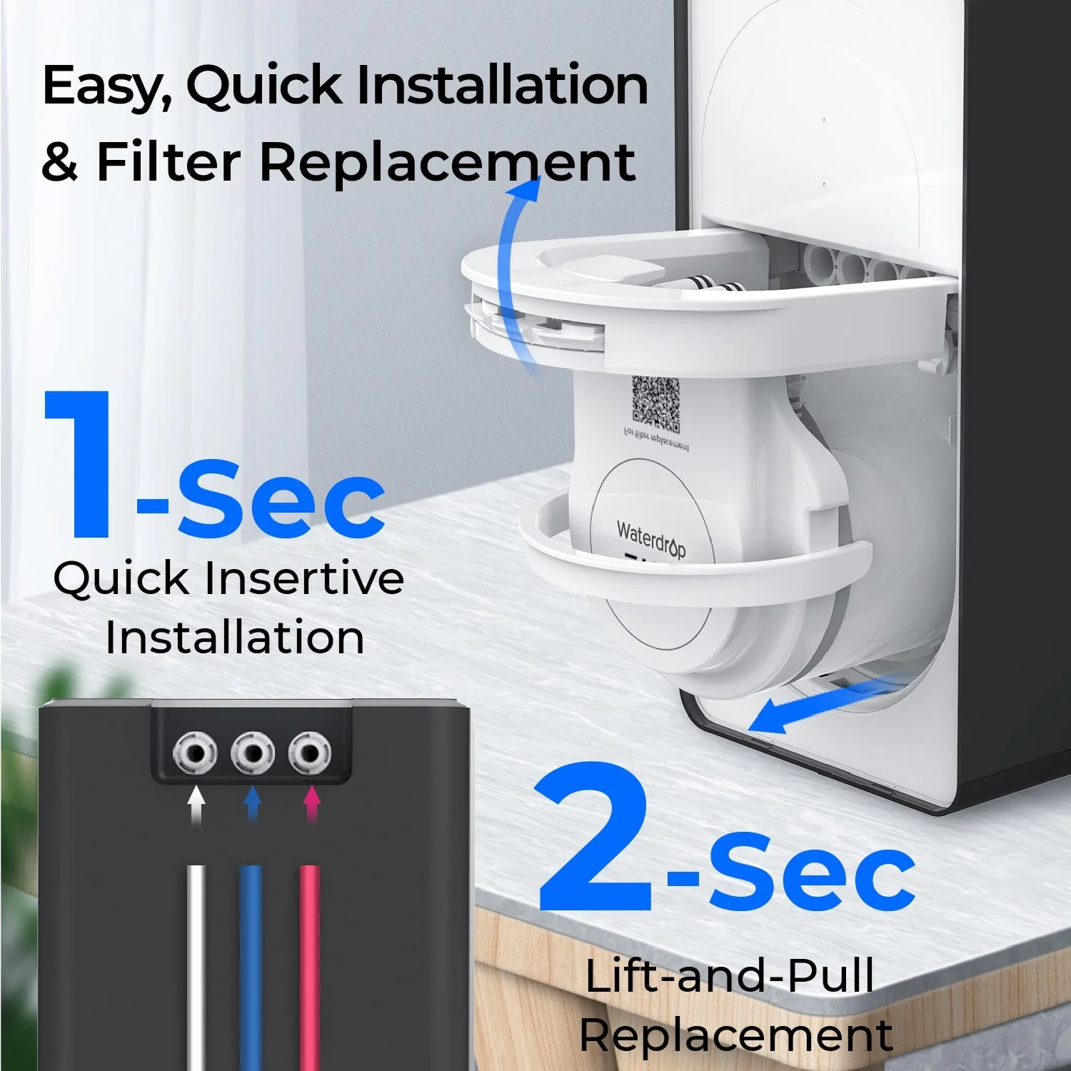 Waterdrop Filter, Replacement for WD-D6-B Tankless Reverse Osmosis System, 1-Year Lifetime, Reduce PFAS (WD-D6RF) - Image 5