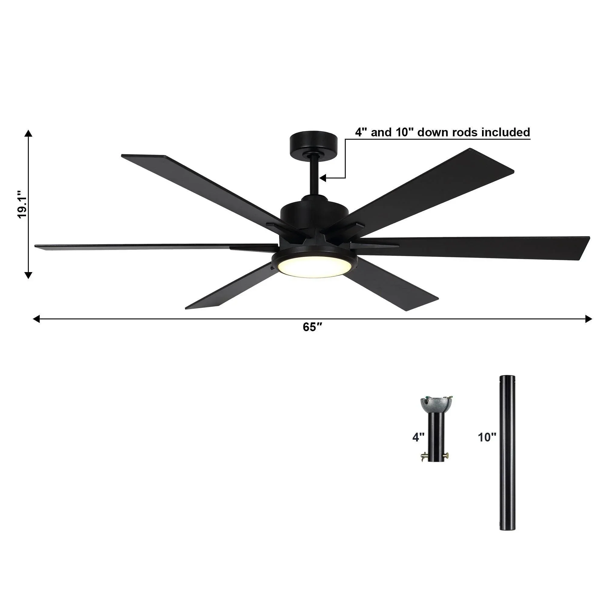 Parrot Uncle 65-Inch Amold Industrial Downrod Mount Ceiling Fan with Lighting and Remote Control (F8306110V) - Image 15