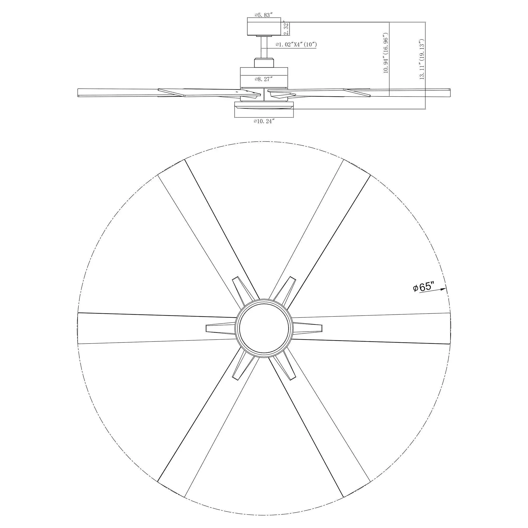 Parrot Uncle 65-Inch Amold Industrial Downrod Mount Ceiling Fan with Lighting and Remote Control (F8306110V) - Image 16