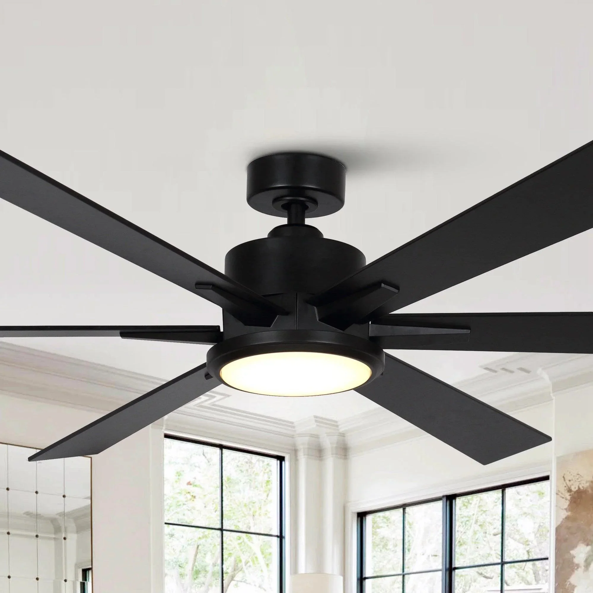 Parrot Uncle 65-Inch Amold Industrial Downrod Mount Ceiling Fan with Lighting and Remote Control (F8306110V) - Image 4