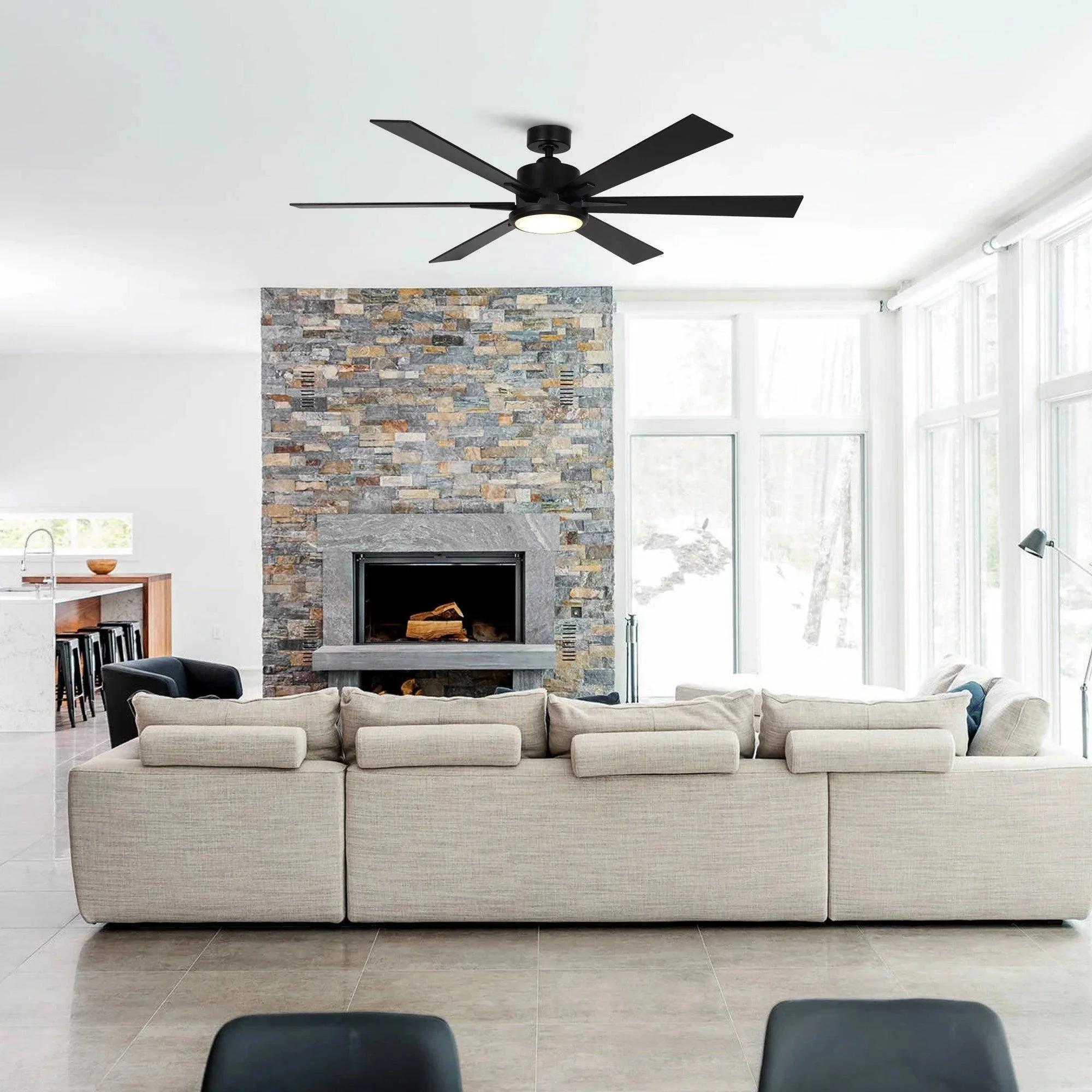 Parrot Uncle 65-Inch Amold Industrial Downrod Mount Ceiling Fan with Lighting and Remote Control (F8306110V) - Image 5