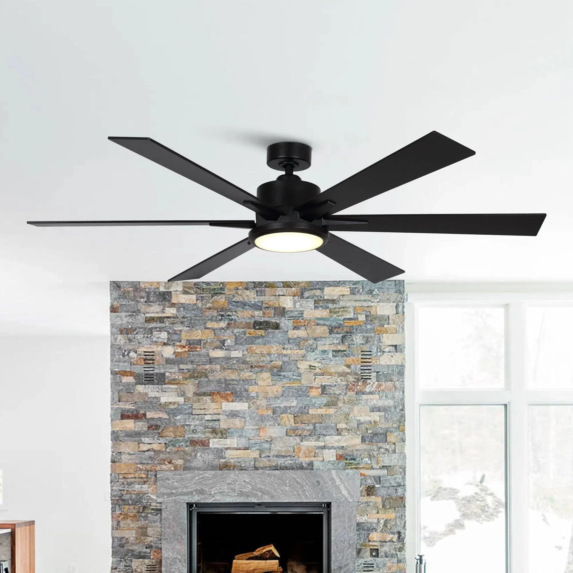 Parrot Uncle 65-Inch Amold Industrial Downrod Mount Ceiling Fan with Lighting and Remote Control (F8306110V) - Image 6