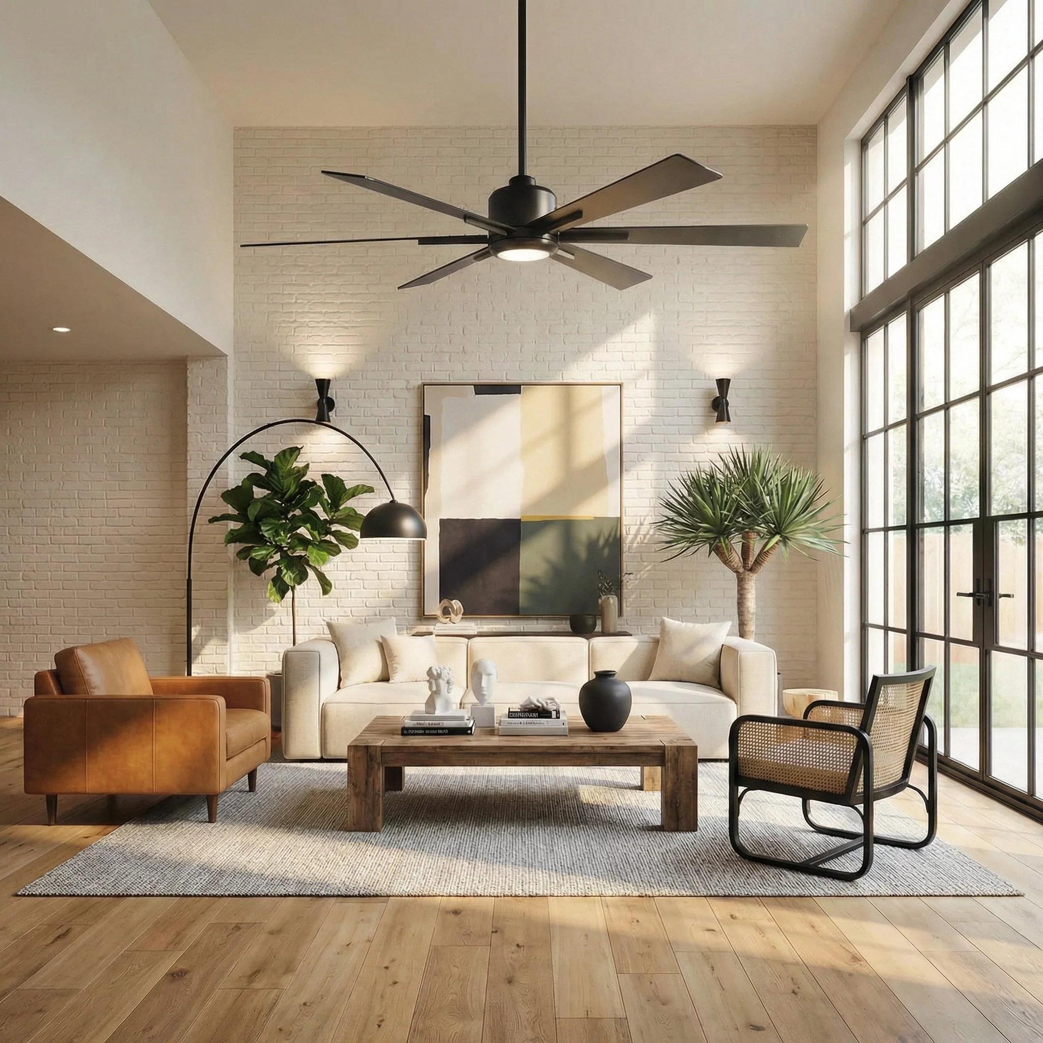 Parrot Uncle 65-Inch Bendan Industrial Downrod Mount Ceiling Fan with Lighting and Remote Control (F8307110V) - Image 2