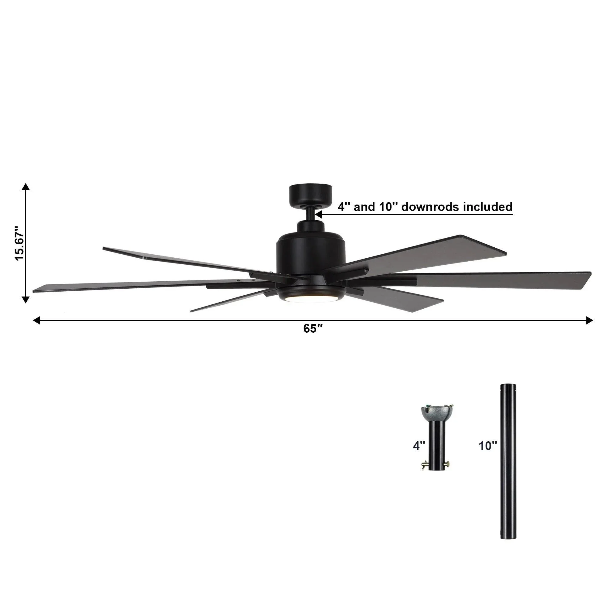 Parrot Uncle 65-Inch Bendan Industrial Downrod Mount Ceiling Fan with Lighting and Remote Control (F8307110V) - Image 8