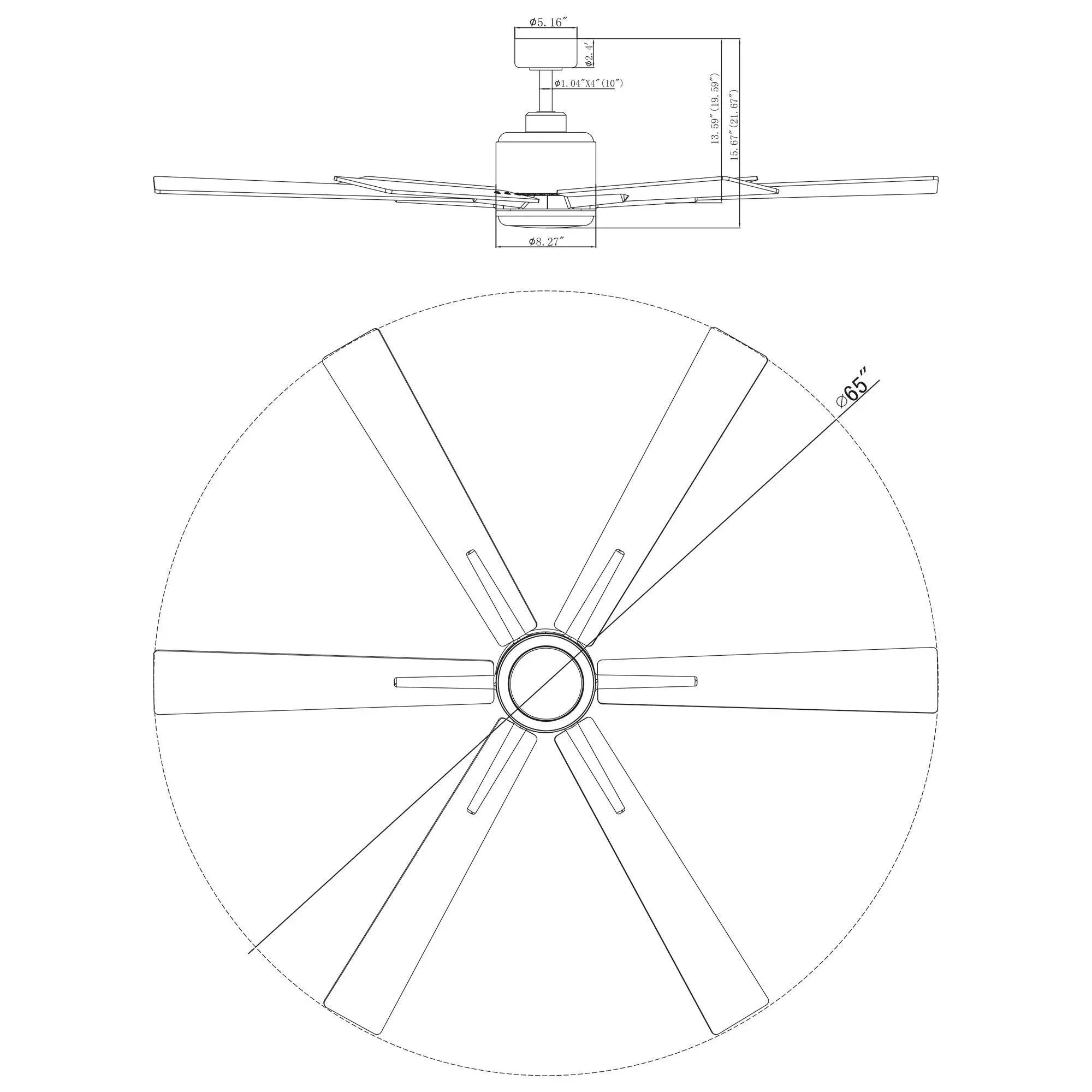 Parrot Uncle 65-Inch Bendan Industrial Downrod Mount Ceiling Fan with Lighting and Remote Control (F8307110V) - Image 9