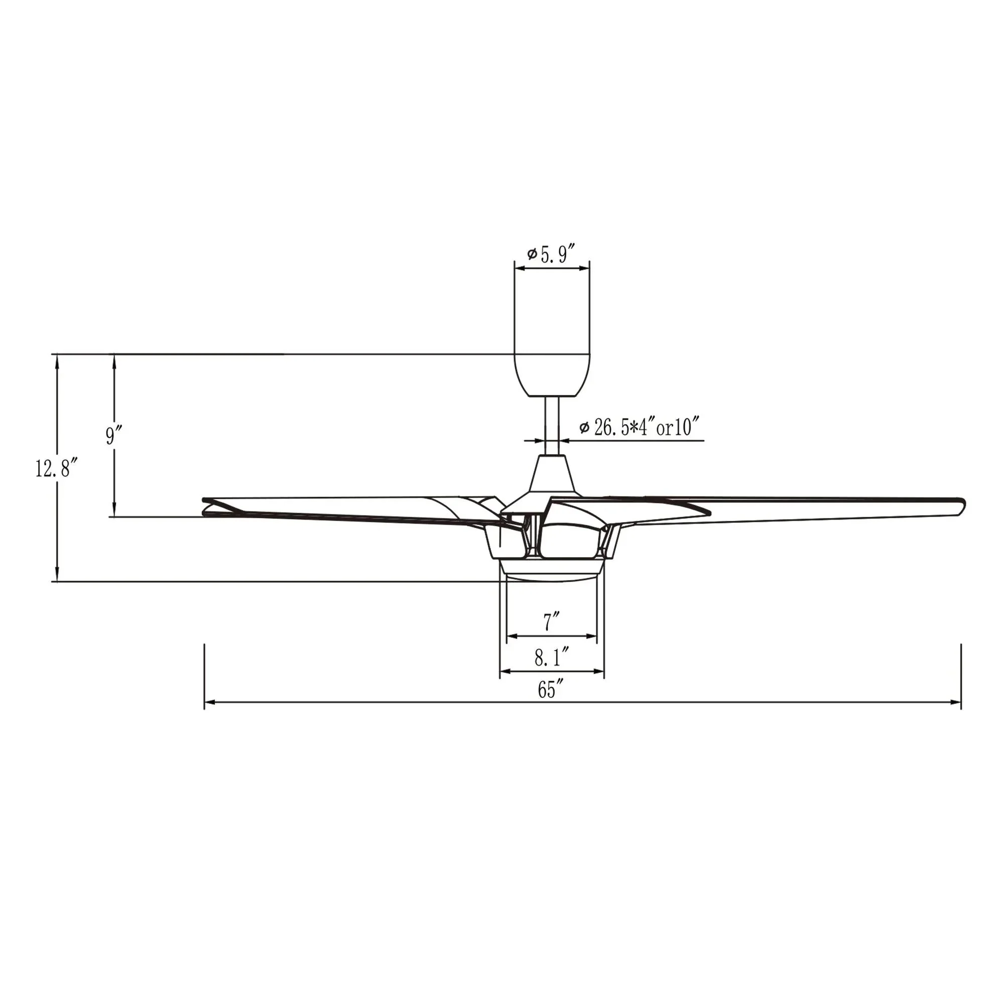 Parrot Uncle 65-Inch Fury Farmhouse DC Motor Downrod Mount Ceiling Fan with Lighting and Remote Control (F8305110V) - Image 17