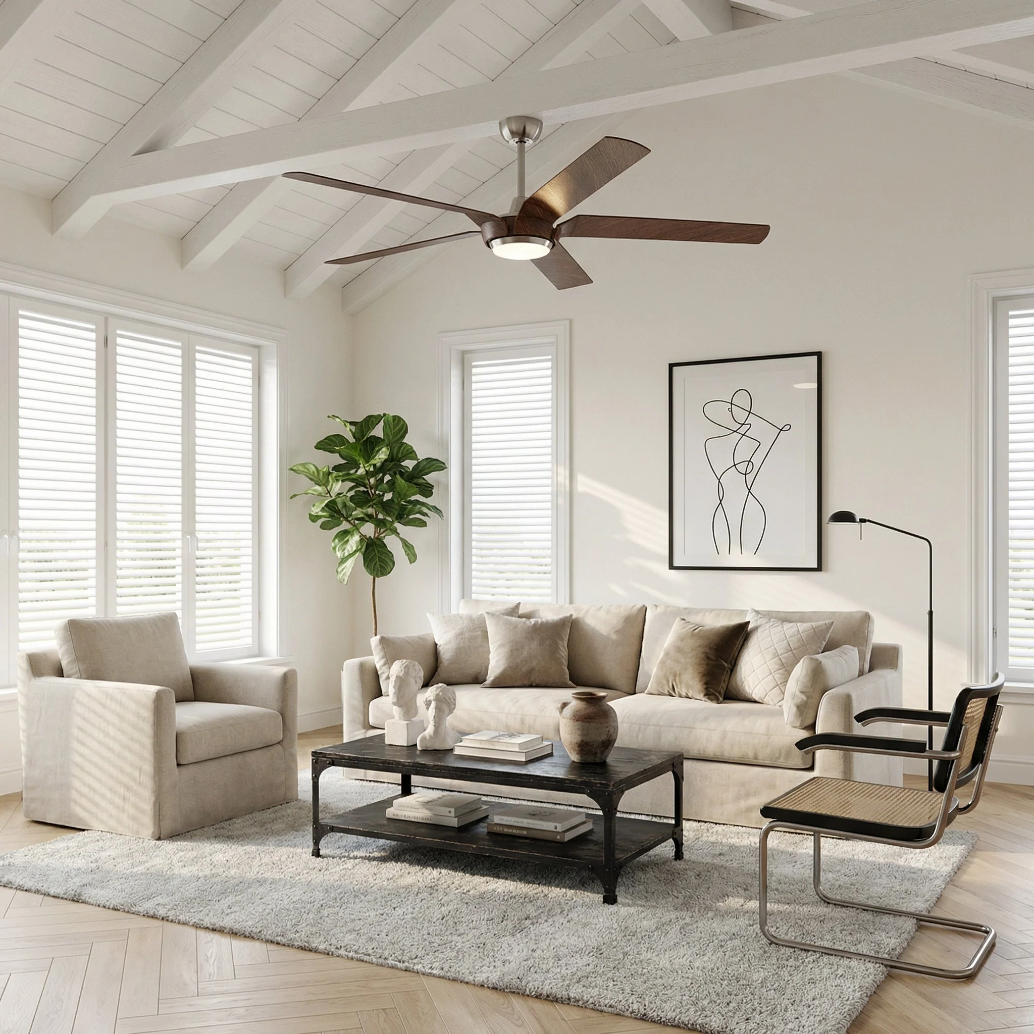 Parrot Uncle 65-Inch Fury Farmhouse DC Motor Downrod Mount Ceiling Fan with Lighting and Remote Control (F8305110V) - Image 2