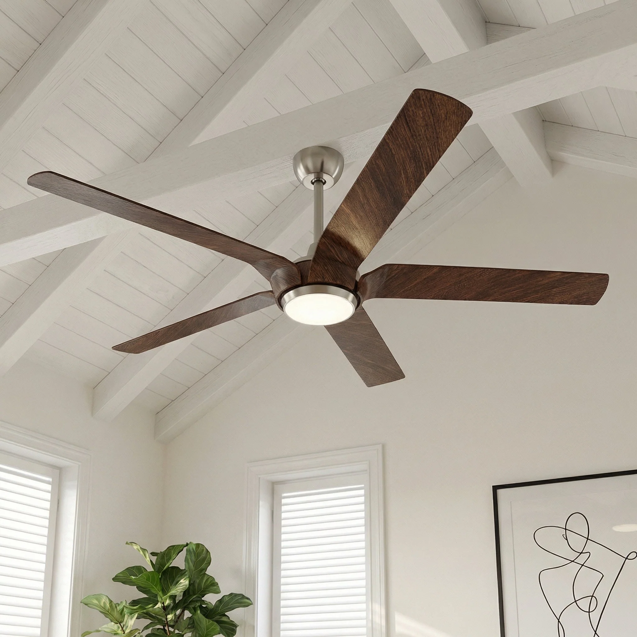 Parrot Uncle 65-Inch Fury Farmhouse DC Motor Downrod Mount Ceiling Fan with Lighting and Remote Control (F8305110V) - Image 3
