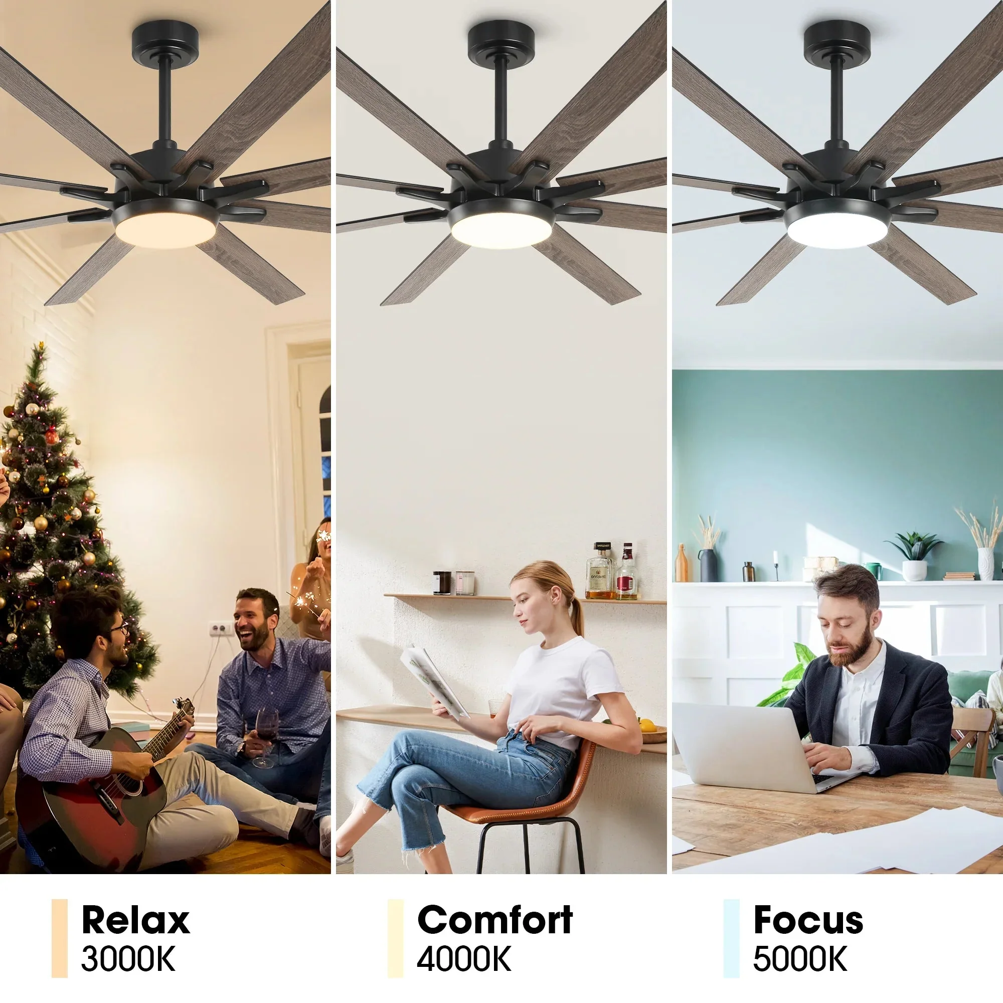 Parrot Uncle 65-Inch Teresa Modern Double-Sided Blades Ceiling Fan with Remote Control and LED Light - Image 10