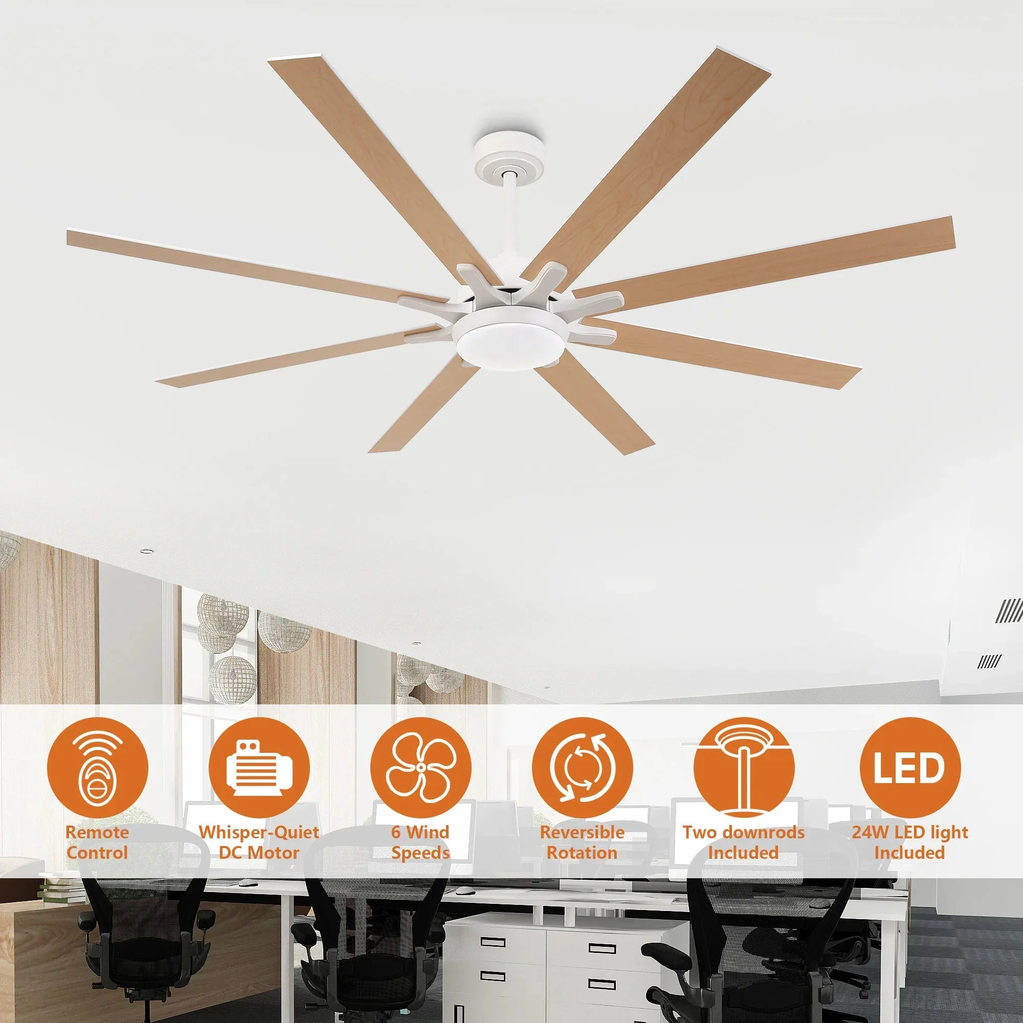 Parrot Uncle 65-Inch Teresa Modern Double-Sided Blades Ceiling Fan with Remote Control and LED Light - Image 7