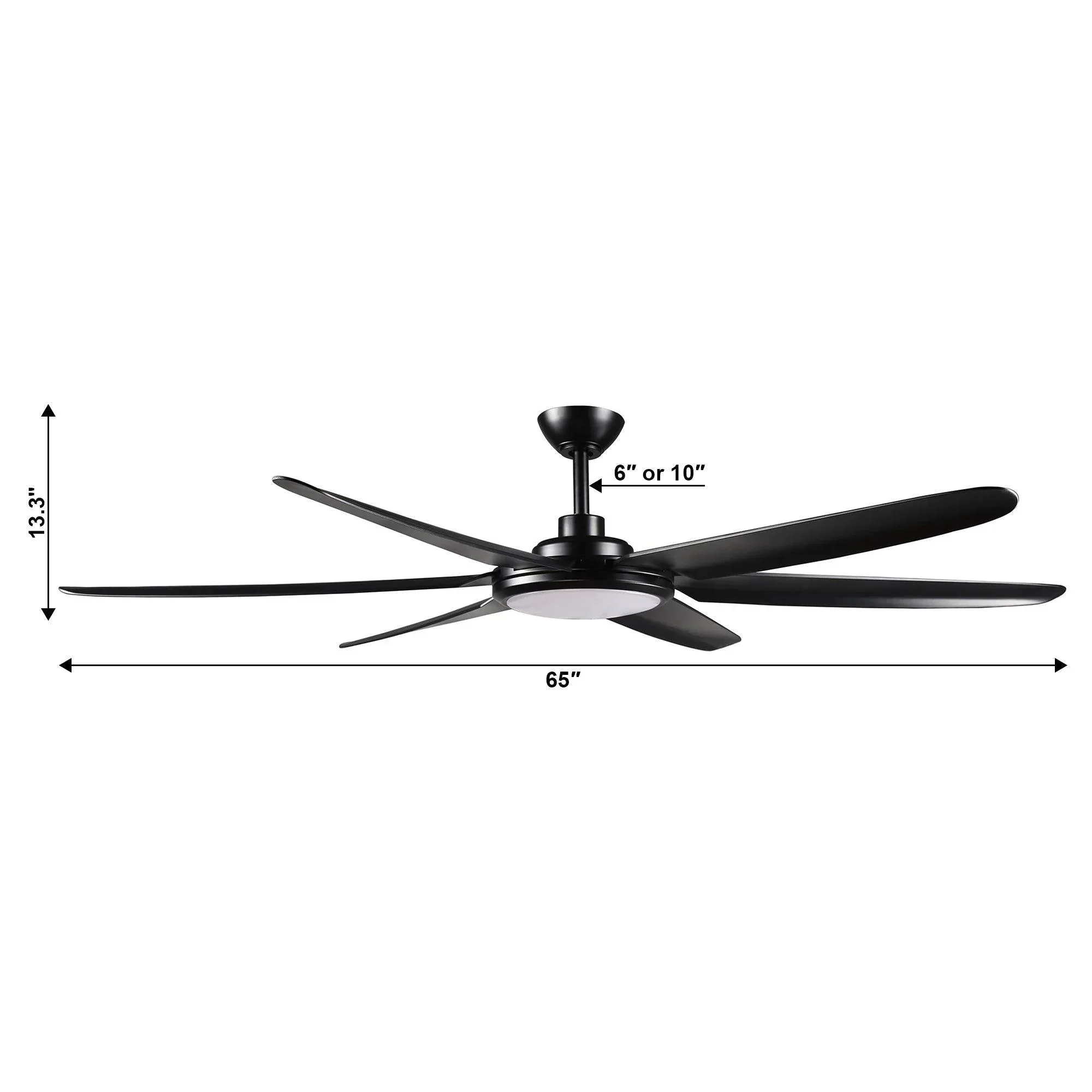 Parrot Uncle 65-Inch Industrial DC Motor Downrod Mount Ceiling Fan with Lighting and Remote Control (F8301110V) - Image 11