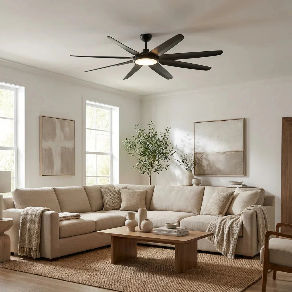 Parrot Uncle 65-Inch Industrial DC Motor Downrod Mount Ceiling Fan with Lighting and Remote Control (F8301110V) - Image 3