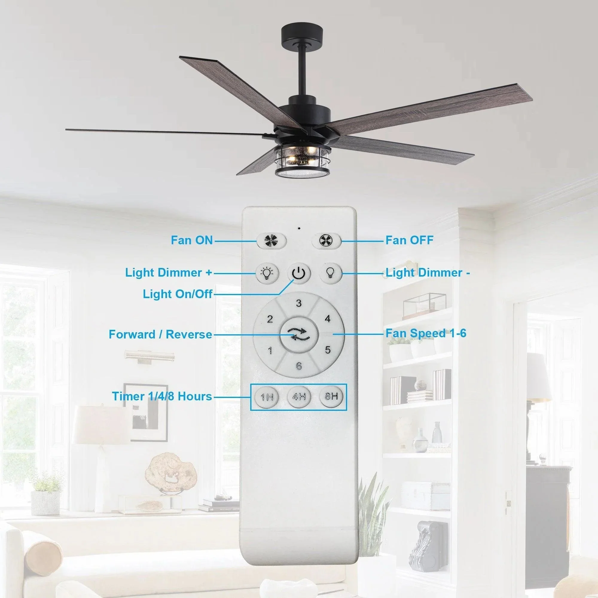 Parrot Uncle 65-Inch Modern Reversible Ceiling Fan with Lighting and Remote Control (F8250110V) - Image 5