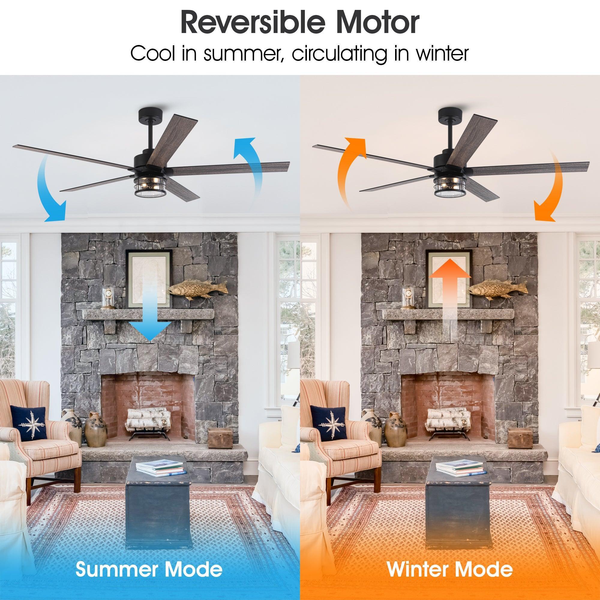 Parrot Uncle 65-Inch Modern Reversible Ceiling Fan with Lighting and Remote Control (F8250110V) - Image 6
