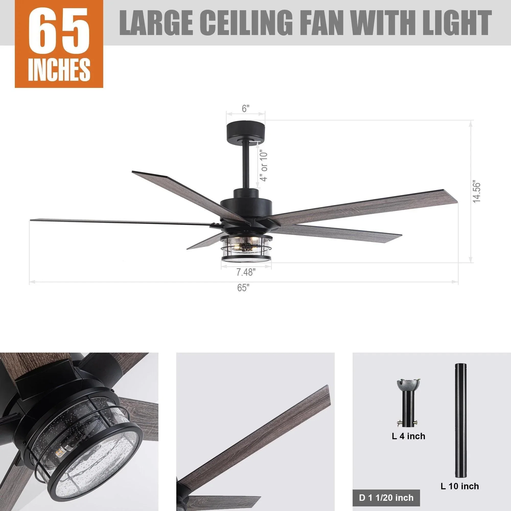 Parrot Uncle 65-Inch Modern Reversible Ceiling Fan with Lighting and Remote Control (F8250110V) - Image 8