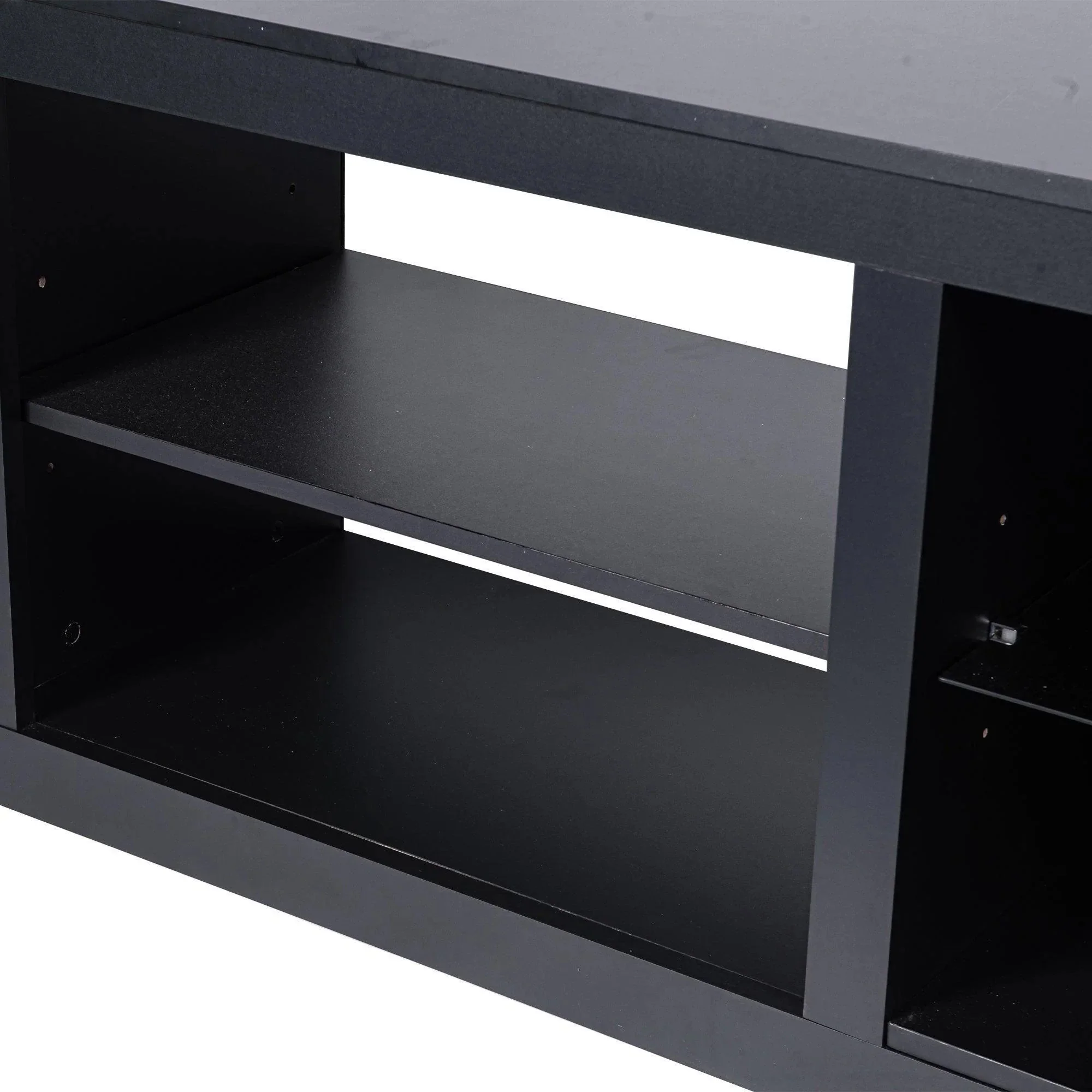 Parrot Uncle 66-Inch Modern LED TV Stand Entertainment Center with Glass Shelves for Living Room - Image 13