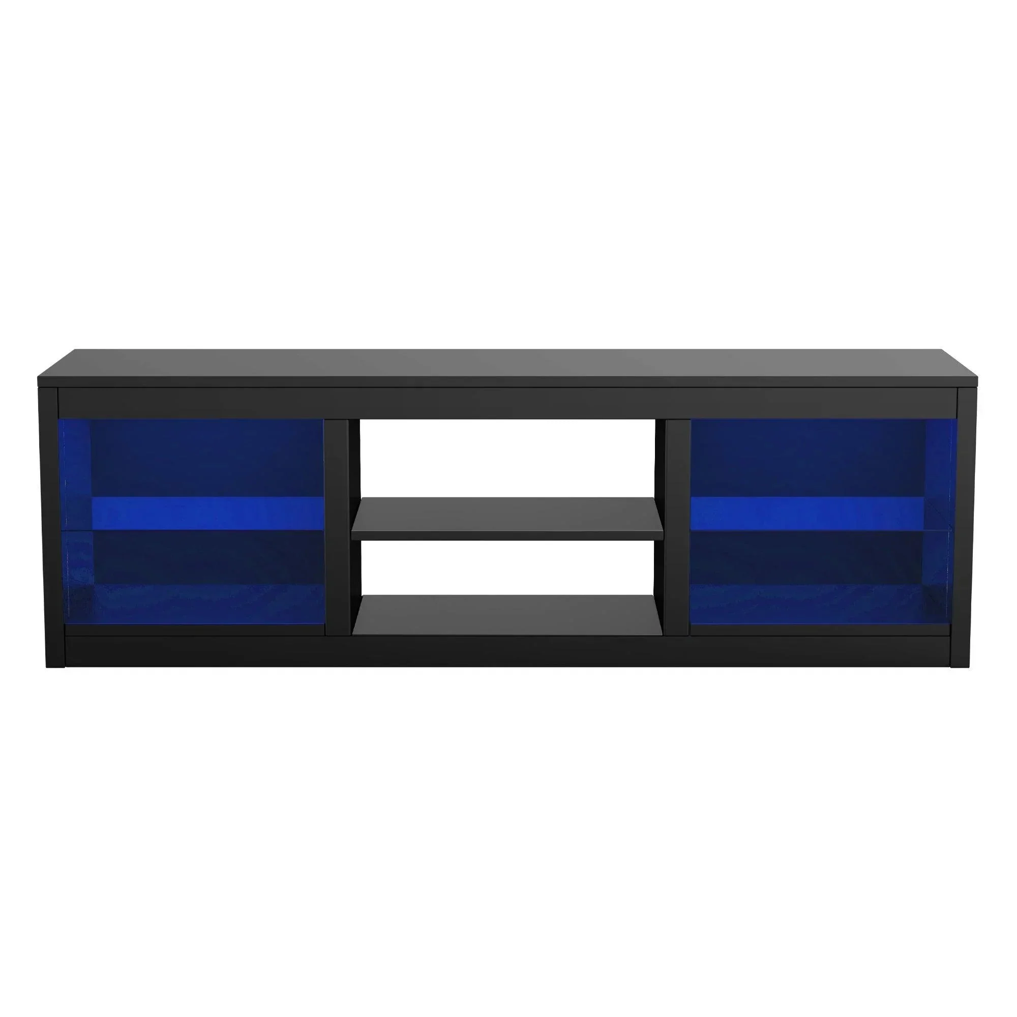 Parrot Uncle 66-Inch Modern LED TV Stand Entertainment Center with Glass Shelves for Living Room - Image 15