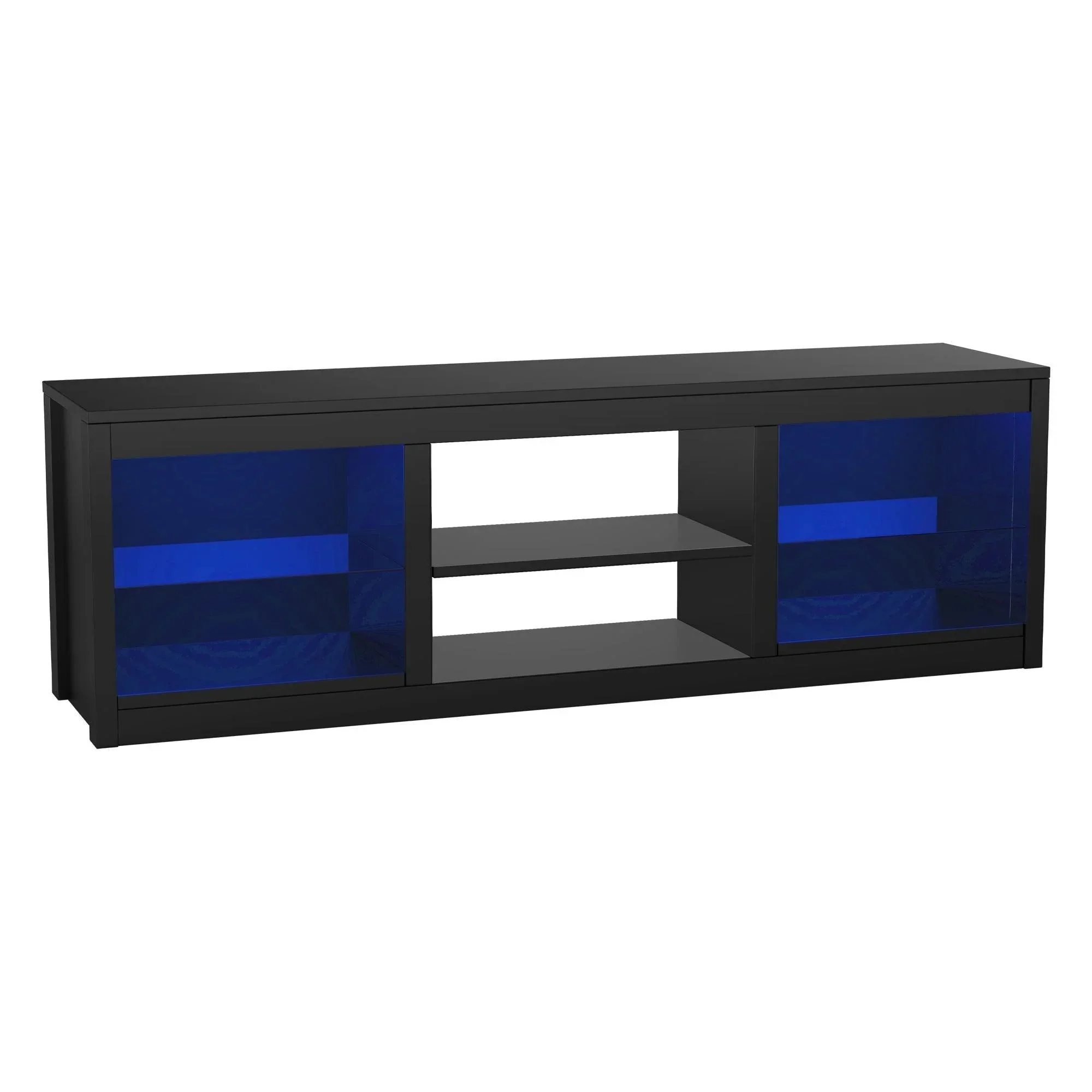 Parrot Uncle 66-Inch Modern LED TV Stand Entertainment Center with Glass Shelves for Living Room - Image 19