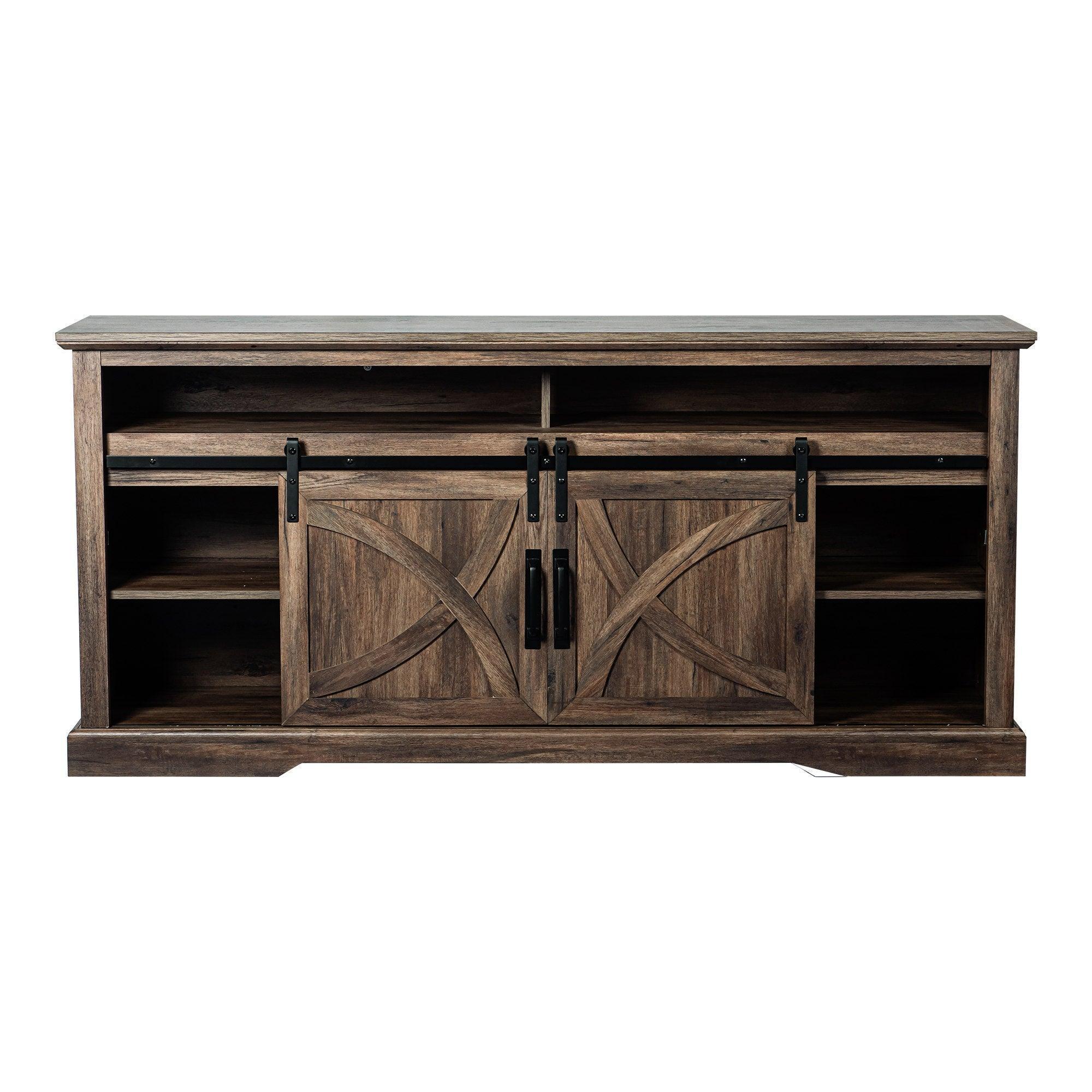 Parrot Uncle 68-Inch Farmhouse TV Stand with 23-Inch Insert Opening Electric Fireplace - Image 40