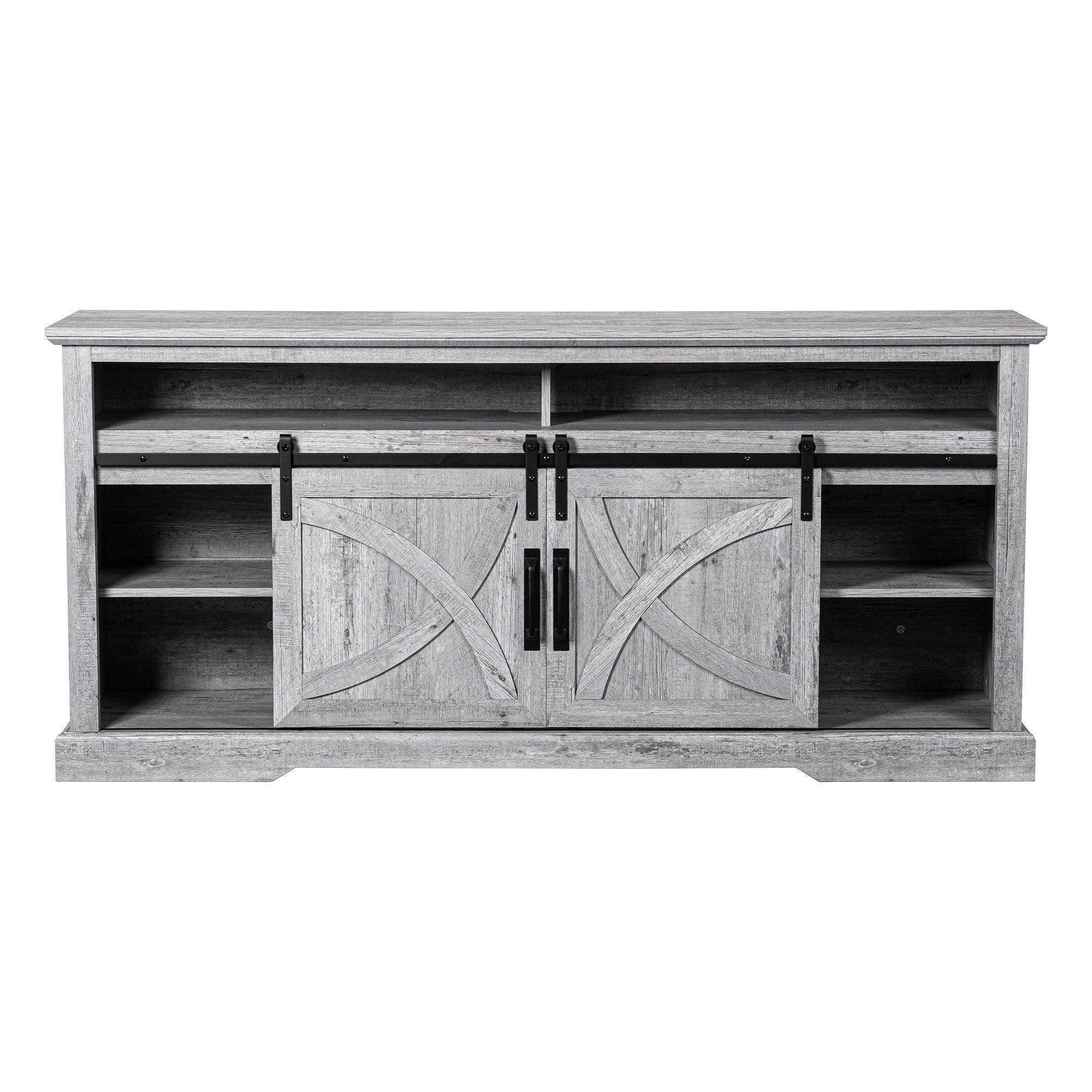 Parrot Uncle 68-Inch Farmhouse TV Stand with 23-Inch Insert Opening Electric Fireplace - Image 41