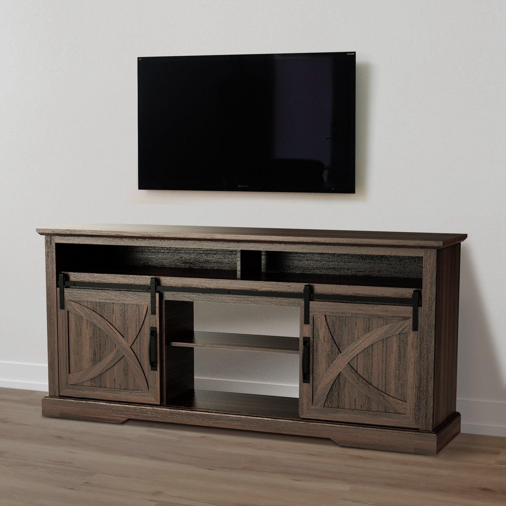 Parrot Uncle 68-Inch Farmhouse TV Stand with Double Sliding Barn Doors for Living Room - Image 10