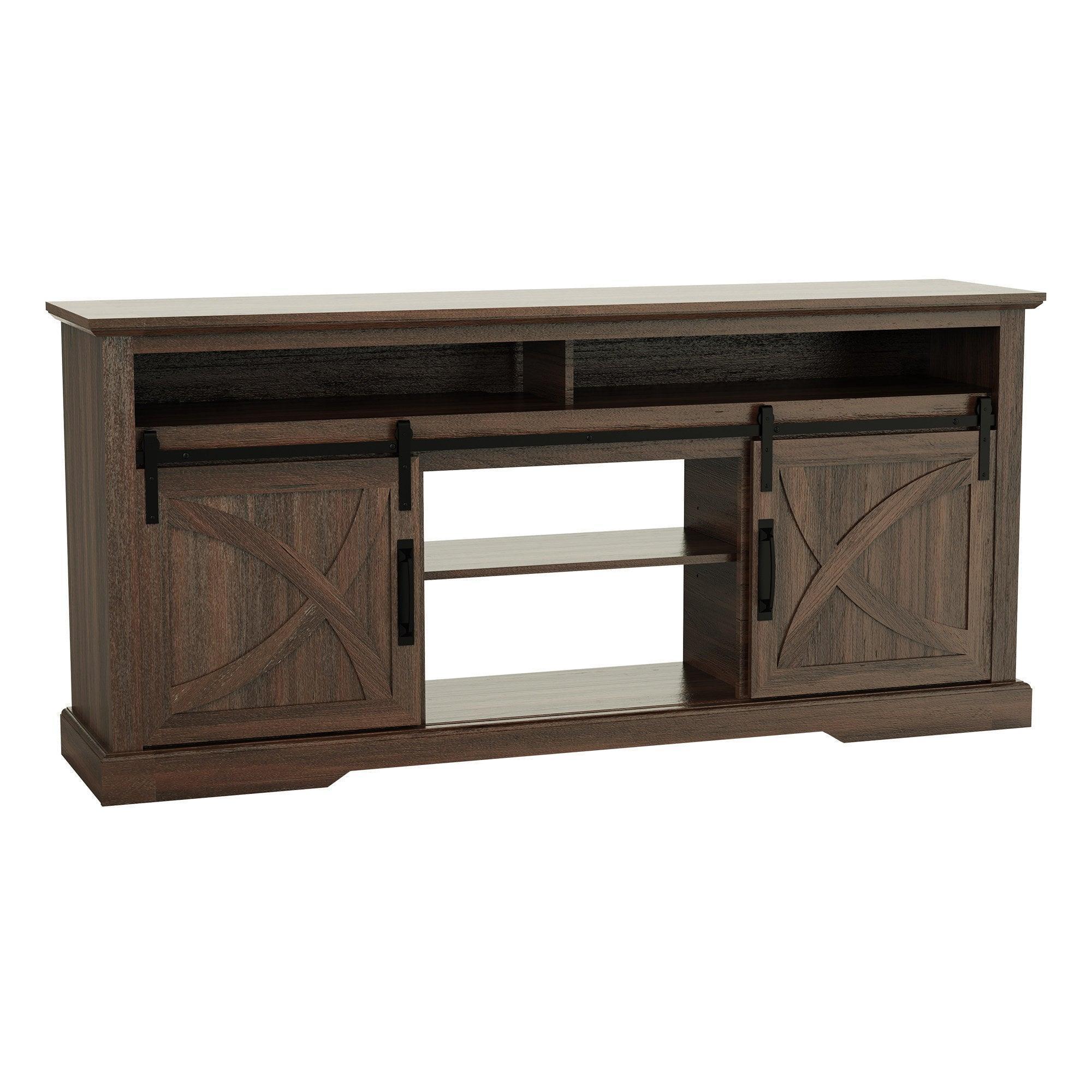 Parrot Uncle 68-Inch Farmhouse TV Stand with Double Sliding Barn Doors for Living Room - Image 11