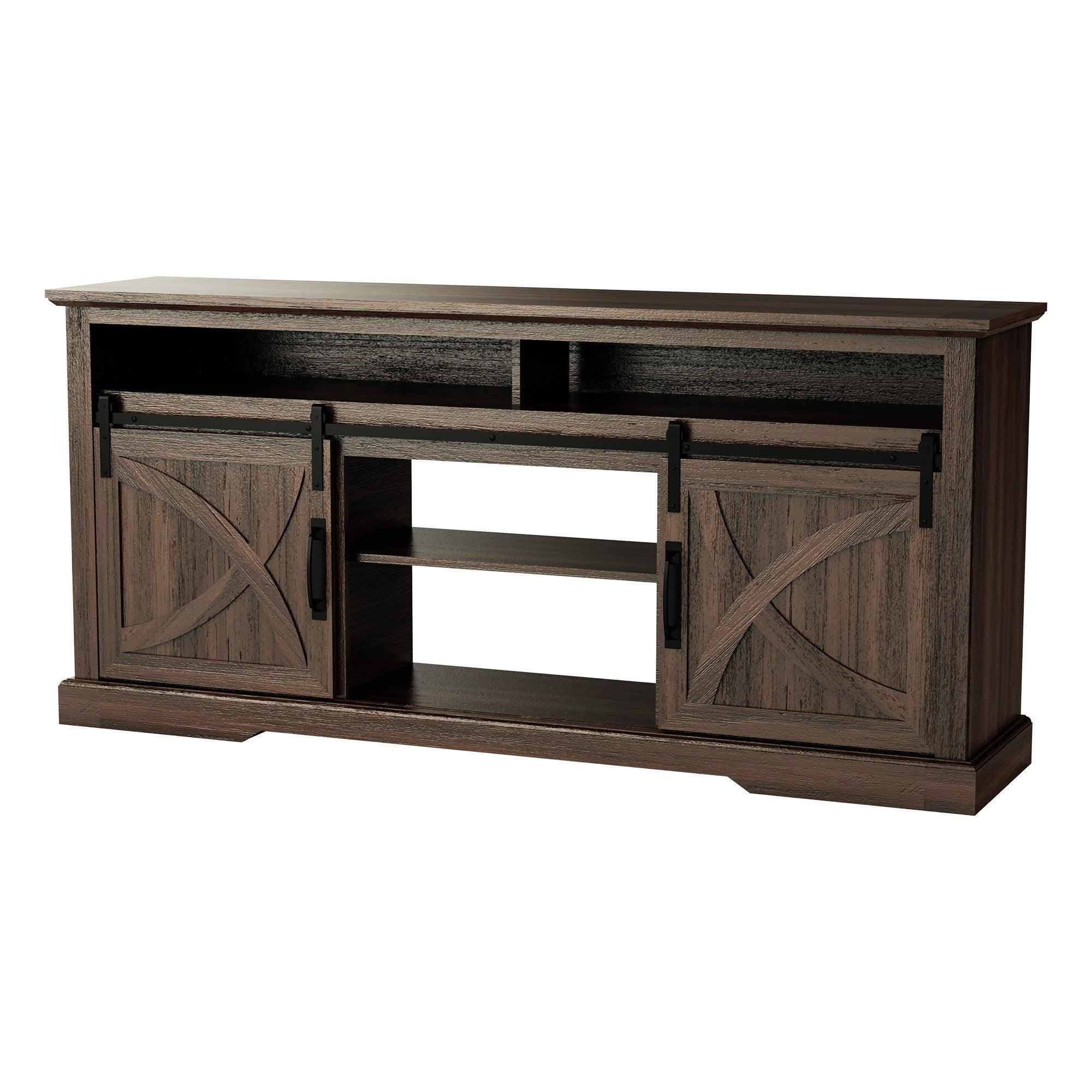 Parrot Uncle 68-Inch Farmhouse TV Stand with Double Sliding Barn Doors for Living Room - Image 12