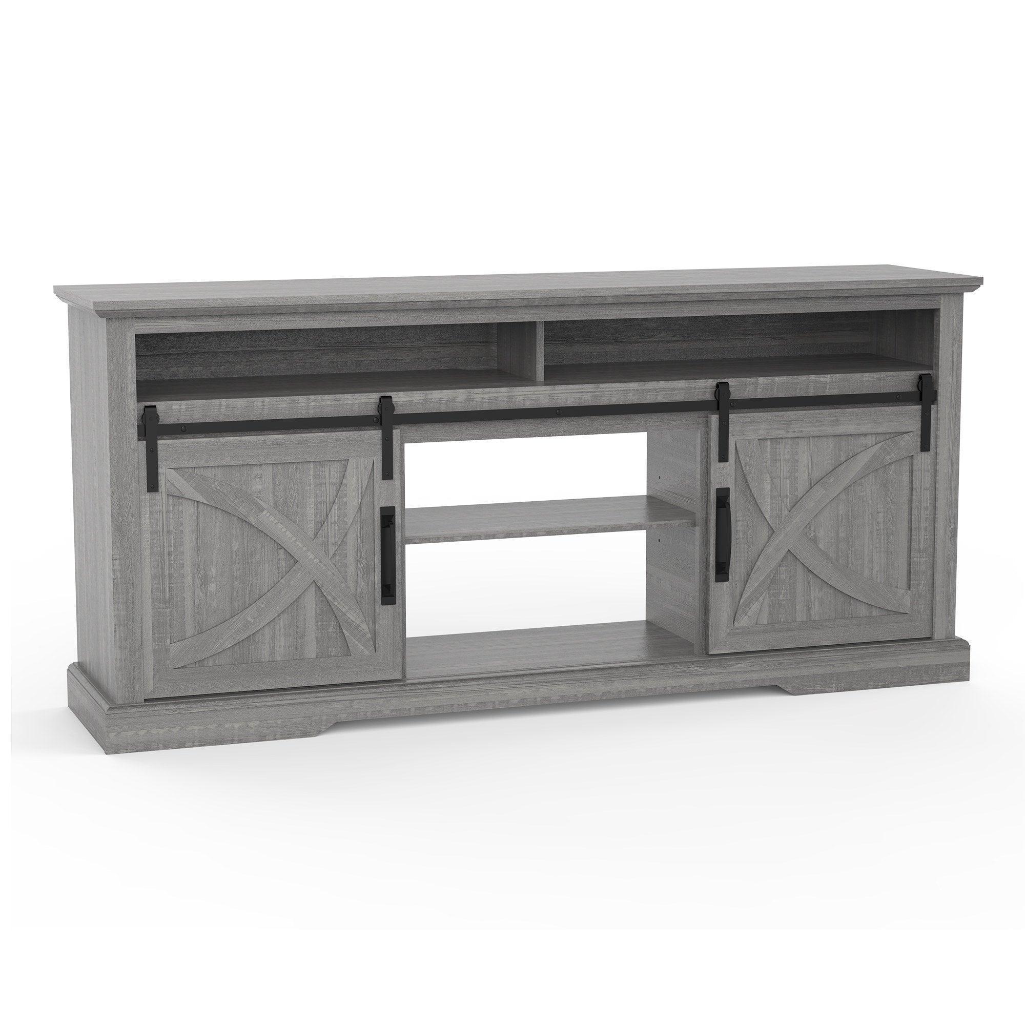 Parrot Uncle 68-Inch Farmhouse TV Stand with Double Sliding Barn Doors for Living Room - Image 21
