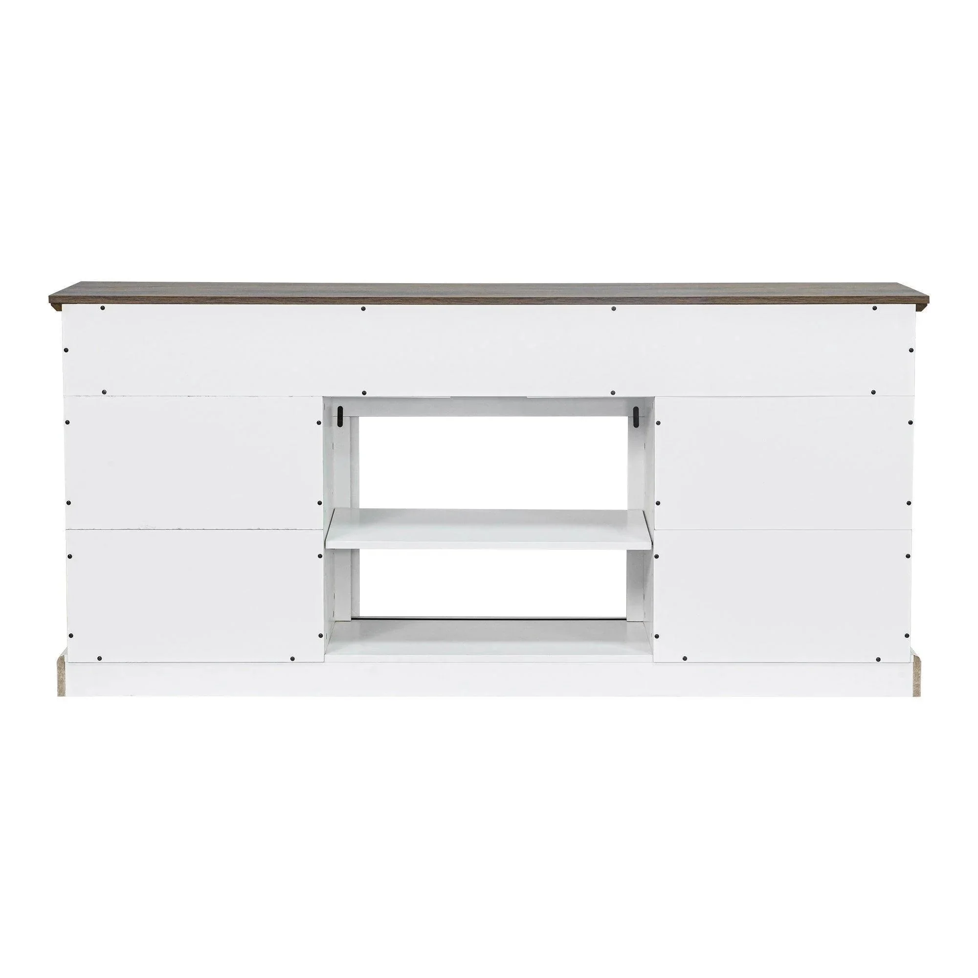Parrot Uncle 68-Inch Farmhouse TV Stand with Double Sliding Barn Doors for Living Room - Image 5
