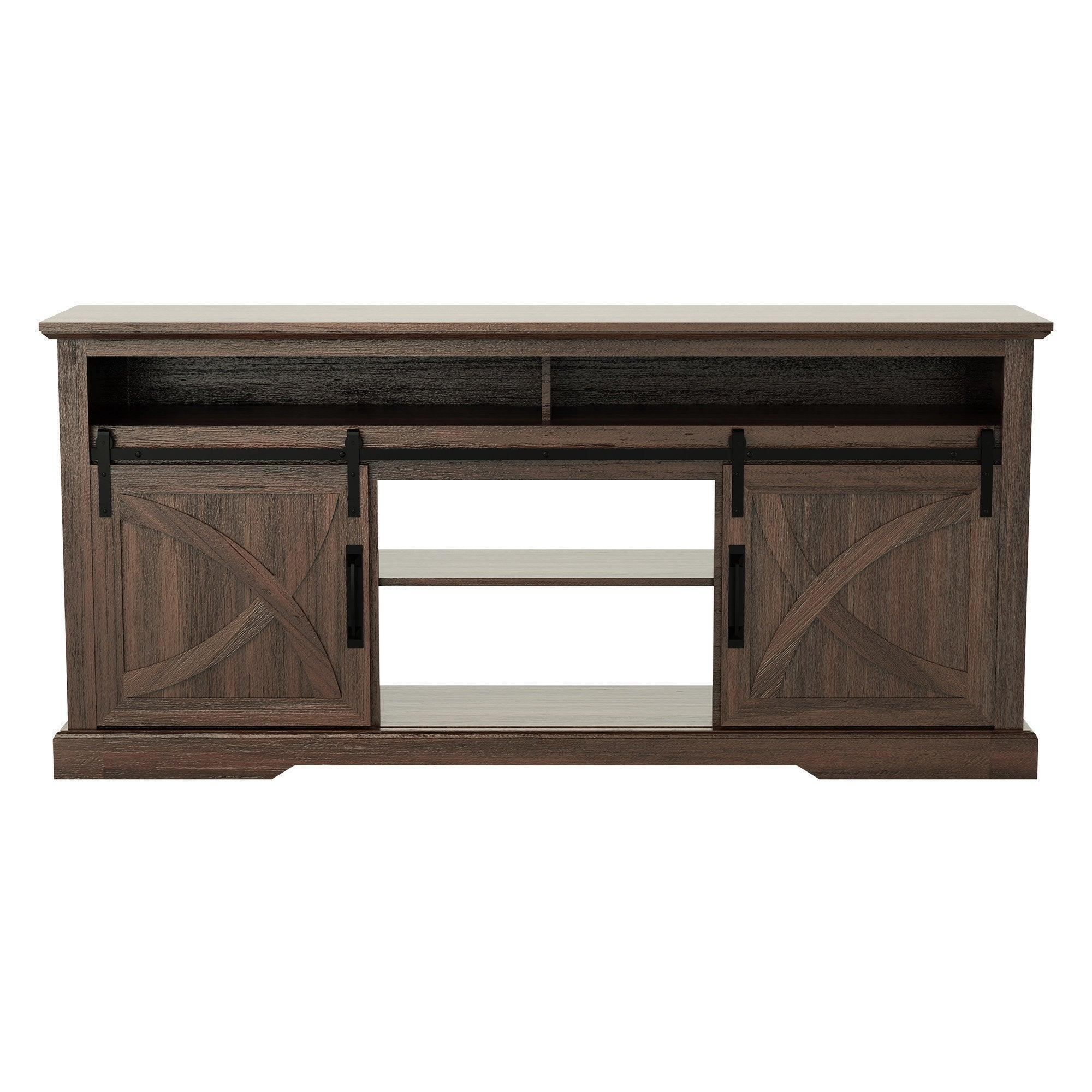 Parrot Uncle 68-Inch Farmhouse TV Stand with Double Sliding Barn Doors for Living Room - Image 9