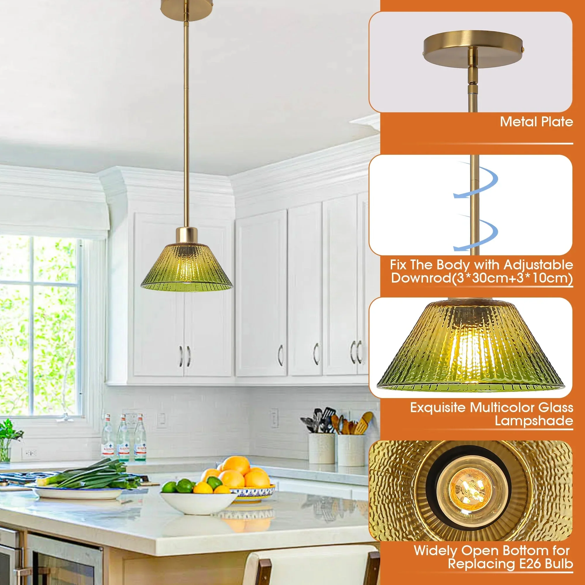 Parrot Uncle 7.5-Inch Yetta 1-Light Island Pendant Light (C3011GNL) - Image 3