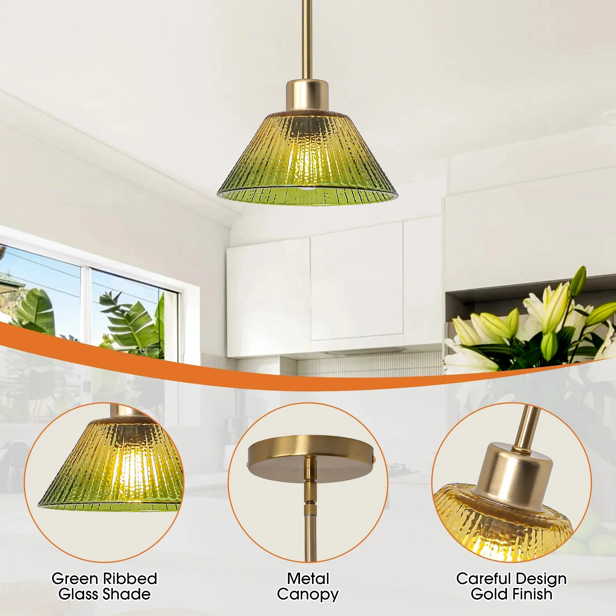 Parrot Uncle 7.5-Inch Yetta 1-Light Island Pendant Light (C3011GNL) - Image 6