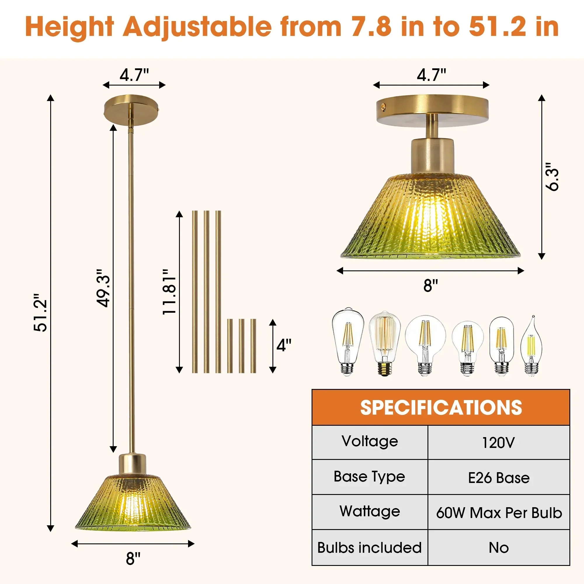 Parrot Uncle 7.5-Inch Yetta 1-Light Island Pendant Light (C3011GNL) - Image 7