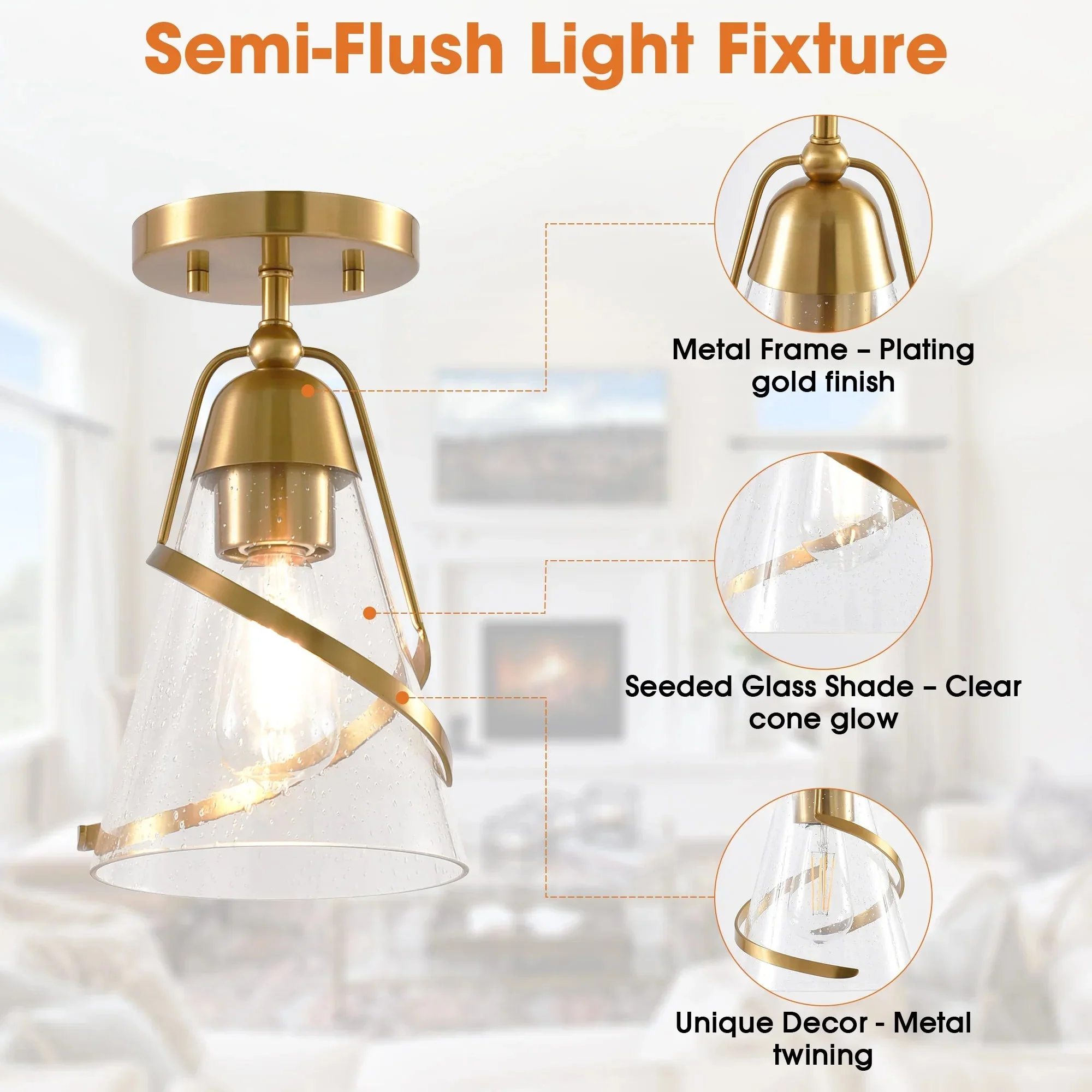 Parrot Uncle 7-Inch Walker 1-Light Semi-Flush Mount Ceiling Light (C3007) - Image 11