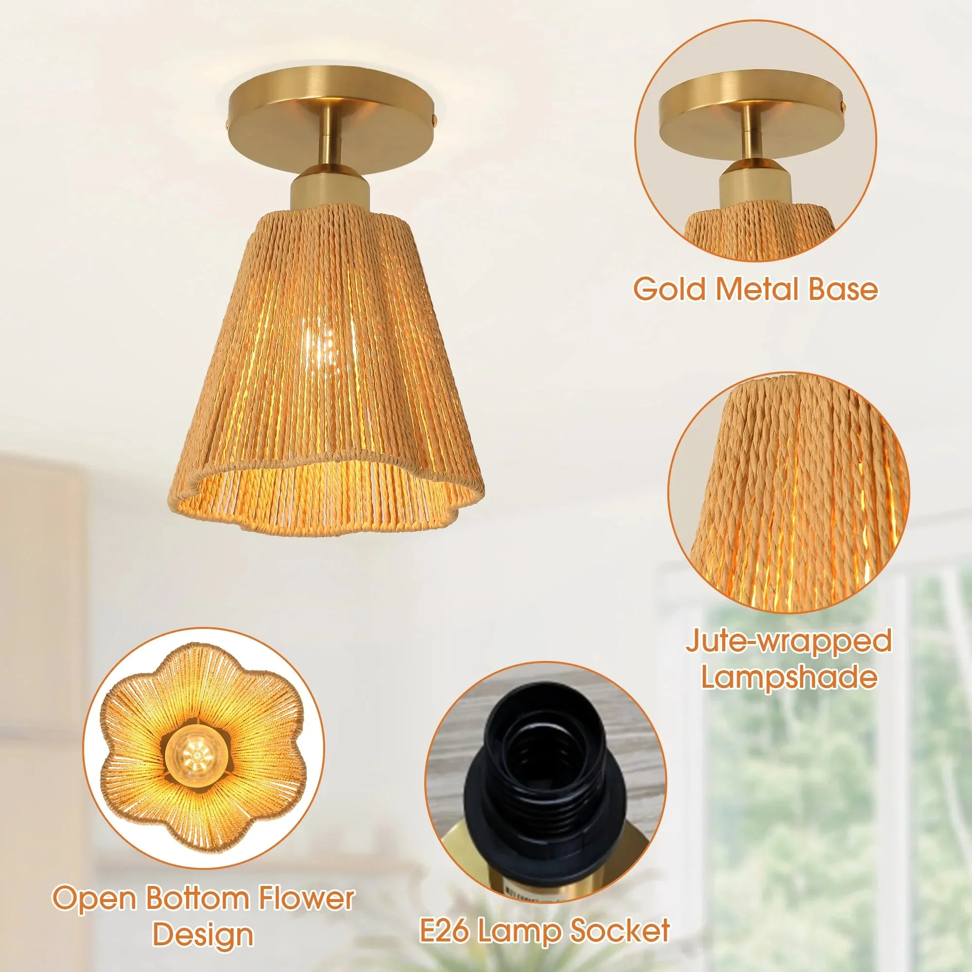 Parrot Uncle 7-Inch Yves 1-Light Semi-Flush Mount Ceiling Light (C3010) - Image 8