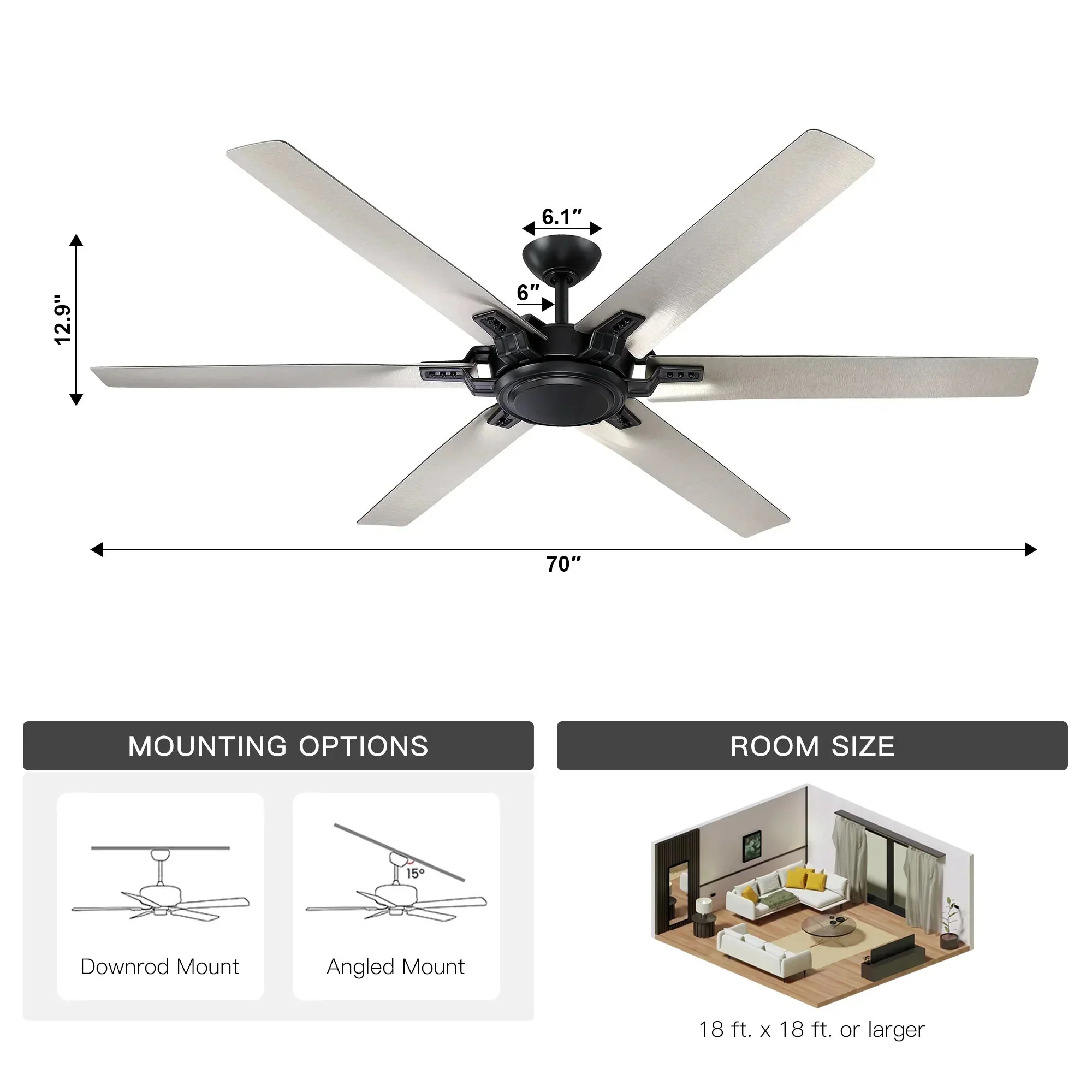 Parrot Uncle 70-Inch Madhya Industrial Ceiling Fan with Remote Control (F8278110V) - Image 15